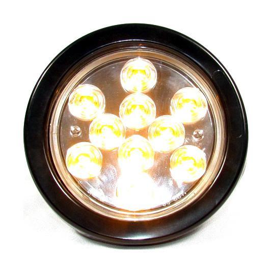 4 Pack Clear Lens Round LED Amber Lights - 10 LEDs, 24V for Tail & Turn Signals - Perfect for Trucks, Trailers, and Emergency Vehicles