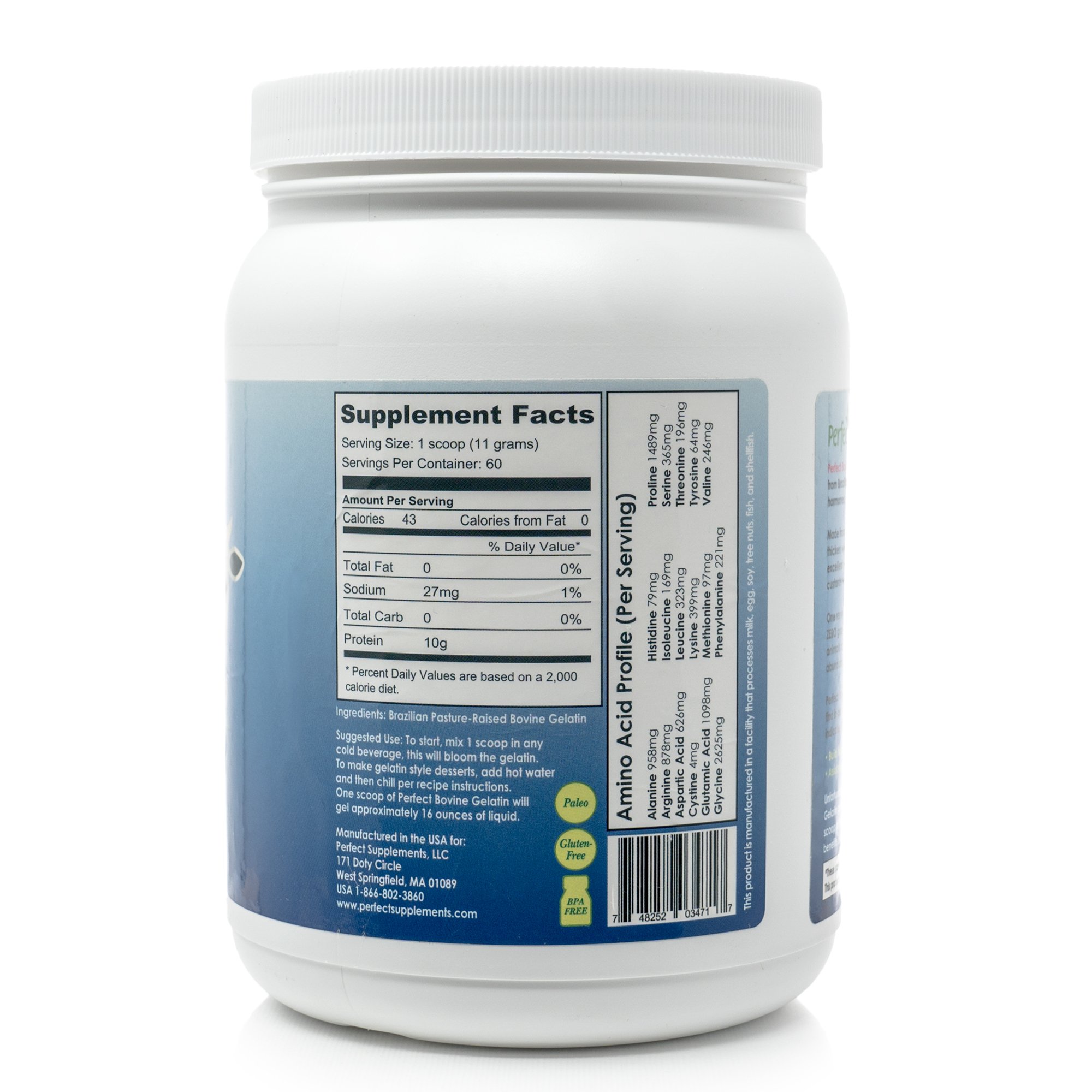 Perfect Bovine Gelatin Powder - 660g Pure Beef Collagen Protein Supplement for Skin & Joint Health - Keto & Paleo Friendly - Ideal for Smoothies, Baking & Homemade Gummies
