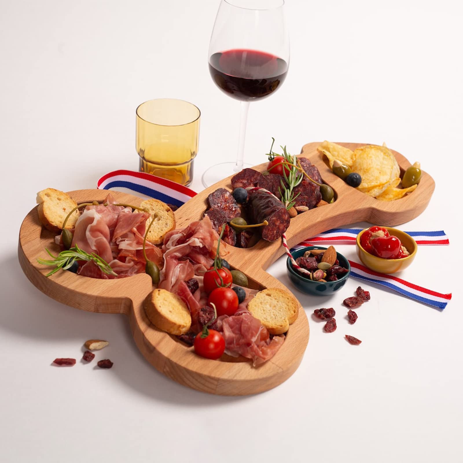 ALXYJJ Solid Wood Cheese Board & Charcuterie Platter - Unique Appetizer Serving Tray for Wine, Meat & Cheese - Perfect for Dinner Parties, Picnics & Holiday Entertaining