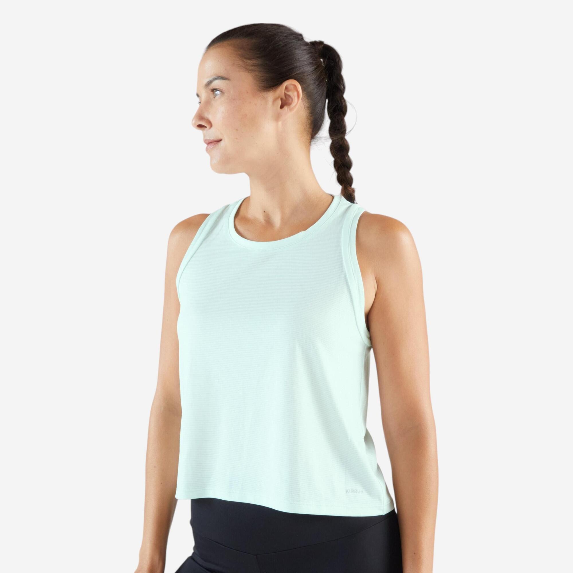 Kiprun Run 500 Women's Cropped Running Tank Top - Lightweight Breathable Workout Shirt for Running, Yoga & Gym - Perfect for Summer Training & Outdoor Activities