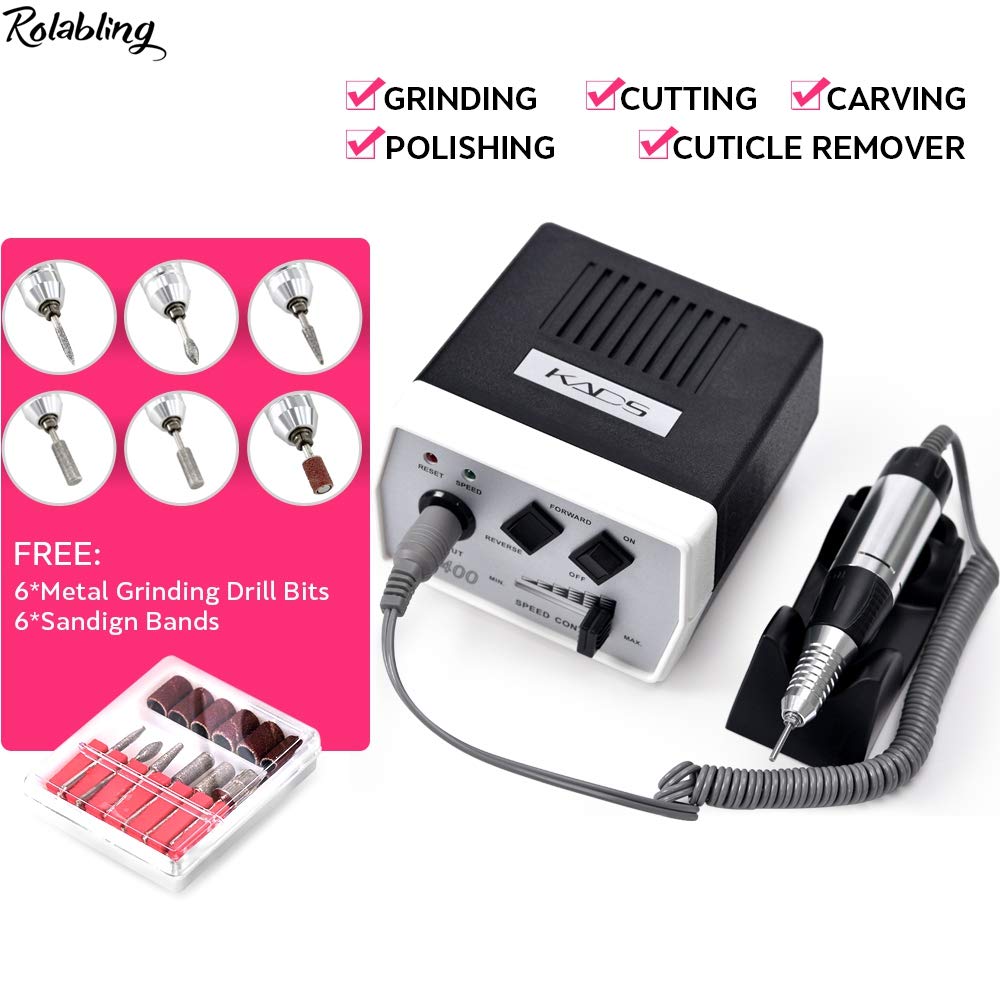 Professional Electric Nail Drill Machine - 30000 RPM Low Heat Low Noise Nail File for Acrylic Manicure & Pedicure - Black 110V - Perfect for Salon, Home & Travel Nail Care