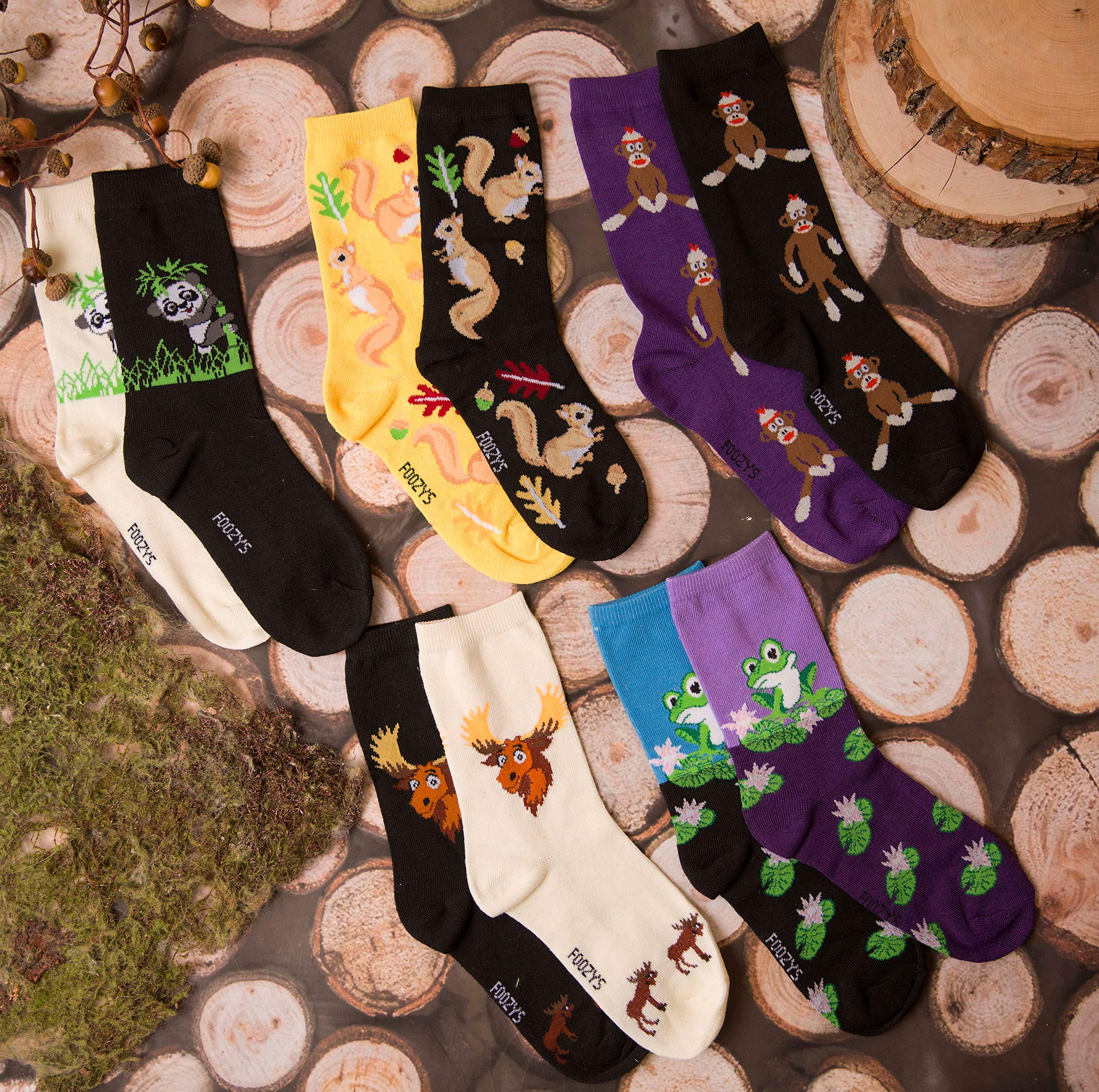 Foozys Women's Crew Socks - Cute Frog on Lily Pad Animal Print Novelty Socks (2-Pair Pack) | Soft Cotton Casual Socks for Everyday Wear, Gift Ideas & Fun Outfits
