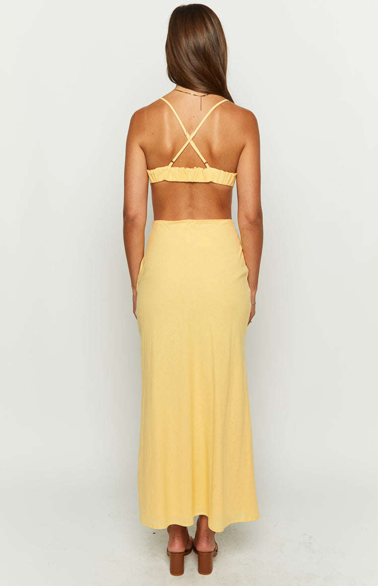 Elegant Cindy Yellow Maxi Dress for Women - Flowy Summer Beach Dress with Pockets | Perfect for Vacations, Weddings & Outdoor Parties