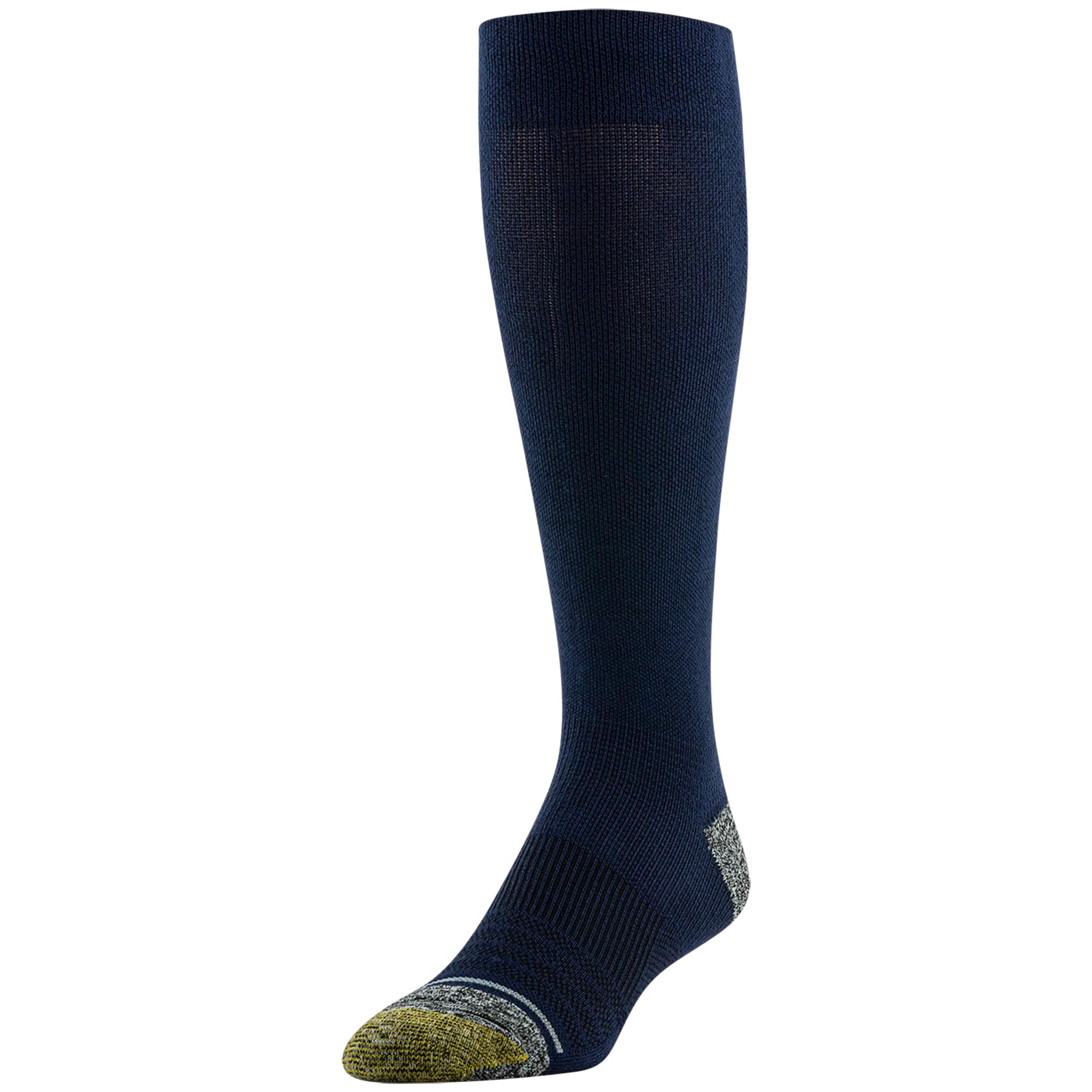 GOLDTOE Men's Mild Compression Over The Calf Comfort Socks - 2 Pairs - Breathable & Supportive for Work, Travel & Everyday Wear