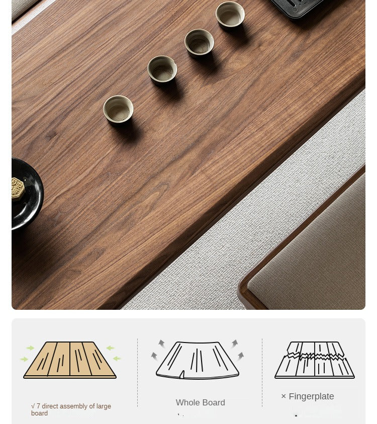 Premium Black Walnut Solid Wood Modern Coffee Table - Mid-Century Style Living Room Furniture for Home & Office Decor