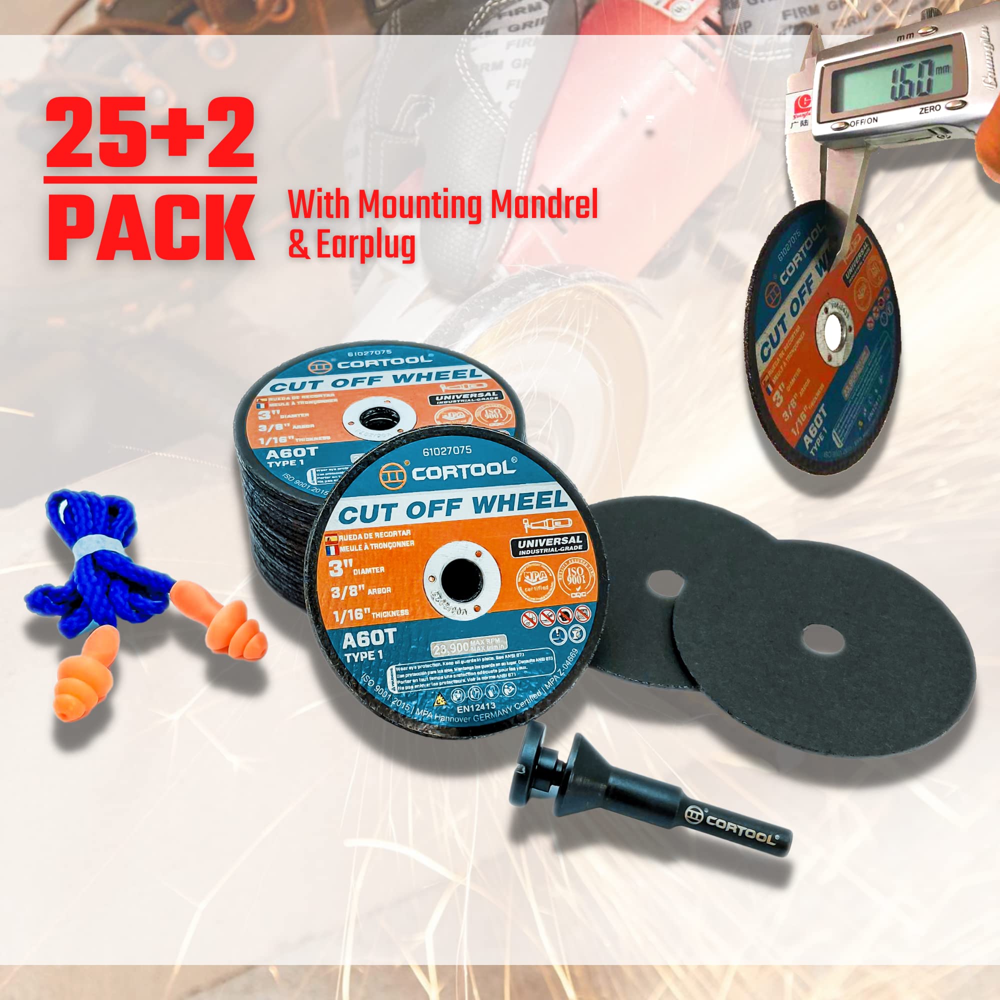 3-Inch Cut Off Wheels 27PCS - Premium Stainless Steel & Metal Cutting Discs (3” x 1/16” x 3/8”) with Mandrel for Die Grinder - Perfect for Metal Fabrication, Auto Repair & DIY Projects