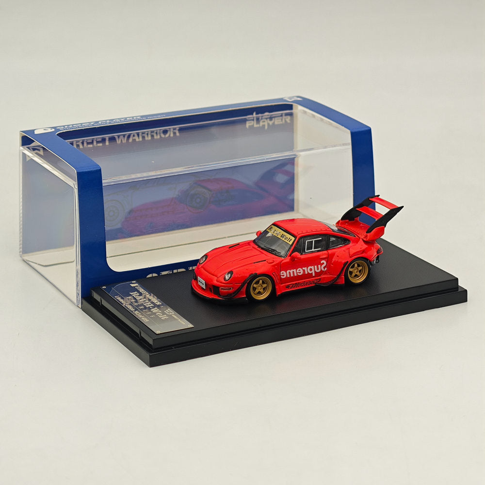 1/64 Scale RWB 993 GT RAUH Welt Diecast Model Car - Red Tall Wing Limited Edition Collectible for Display & Racing Enthusiasts | Perfect for Showcase, Gift Giving & Diecast Car Collections