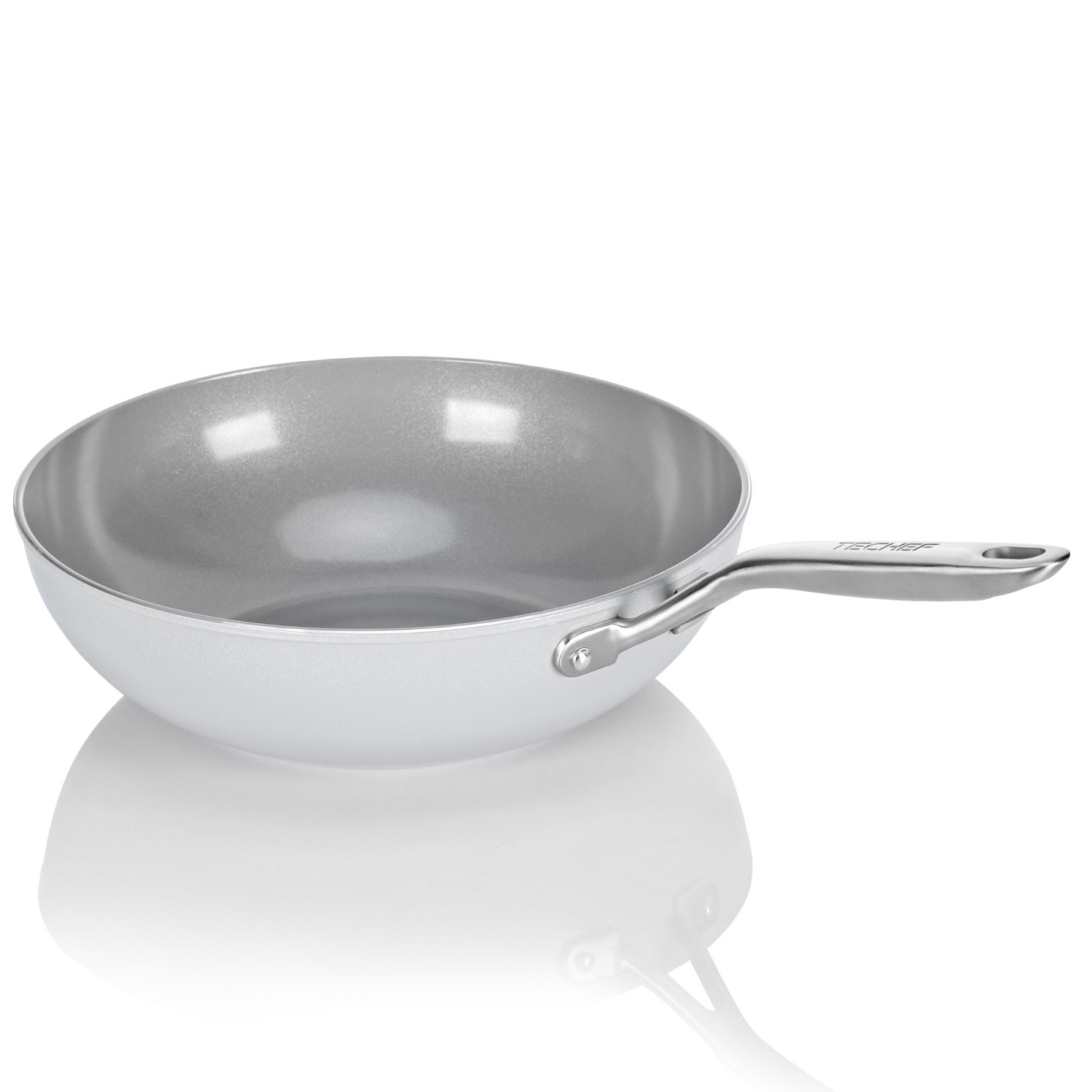 TECHEF CeraTerra 12-Inch Ceramic Nonstick Wok Pan - PFOA, PTFE & PFAS Free, Oven & Dishwasher Safe, Flat Bottom Stir Fry Pan - Made in Korea - Perfect for Asian Cooking, Sautéing & Healthy Meal Prep