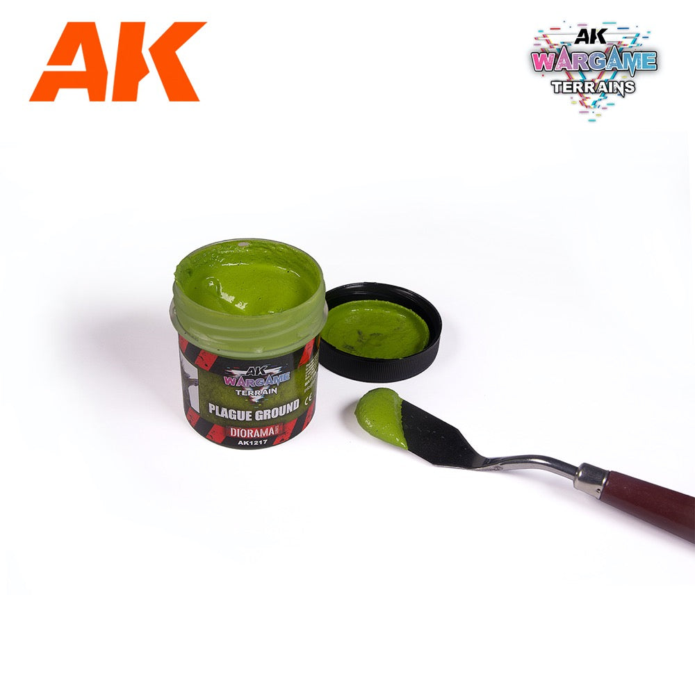 AK Interactive AK1217 Wargame Terrains Plague Ground 100ml Acrylic Paint - Miniature Terrain Modeling for Warhammer, D&D, and Tabletop Gaming Scenes