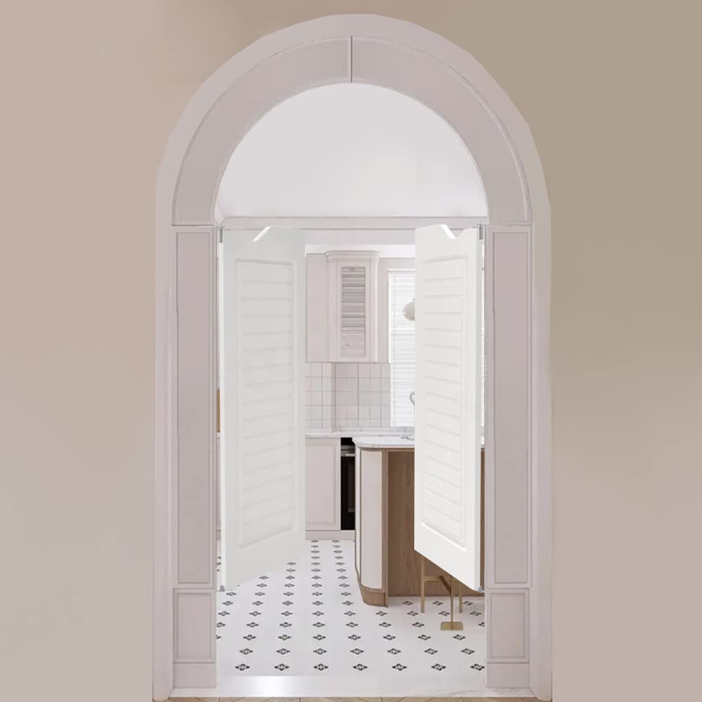 32 Inch White Swinging Door with Horizontal Stripe Wave Top - Two-Way Opening for Coffee Bars, Kitchens & Bathrooms - Fits 24/30/32/36 Inch Widths - Perfect for Commercial Spaces & Home Renovations