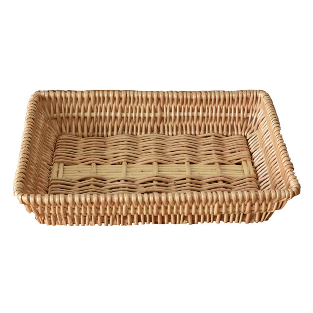 DOITOOL Woven Bread Basket - 1pc Natural Vine Storage Box for Snacks, Fruits, and Bread | Rustic Food Container for Kitchen, Dining Table, and Picnic Display