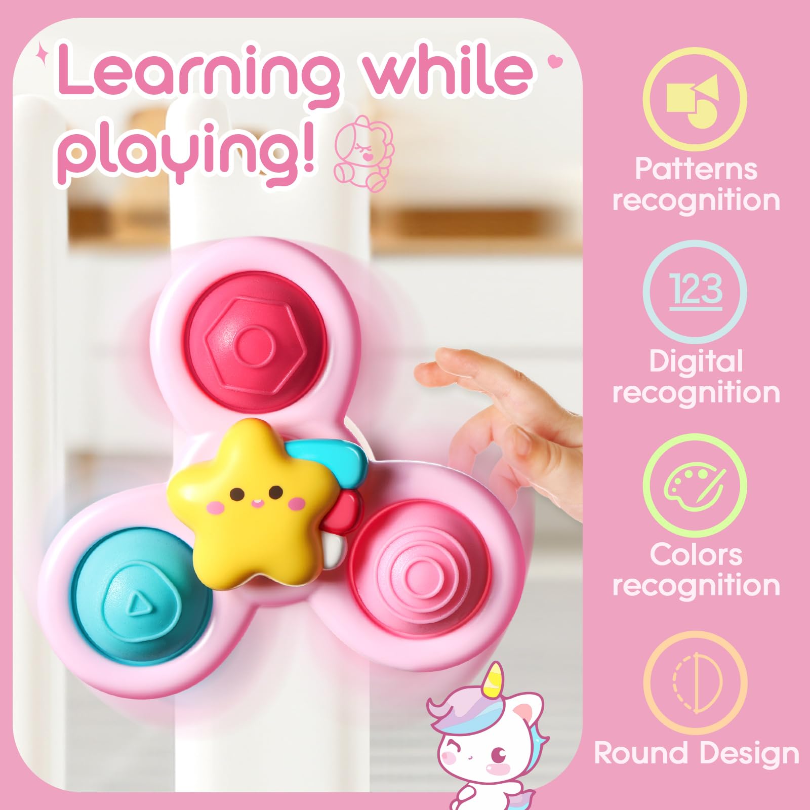 ALASOU 3PCS Pop Suction Cup Spinner Toys for Toddlers 1-3 Years - Sensory Bath Toys & Novelty Spinning Tops for 1 Year Old Boys Girls - Perfect Baby Shower Gift & 12-18 Month Birthday Present - Fun Learning Toy for Bathtime, Playtime & Early Childhood Development