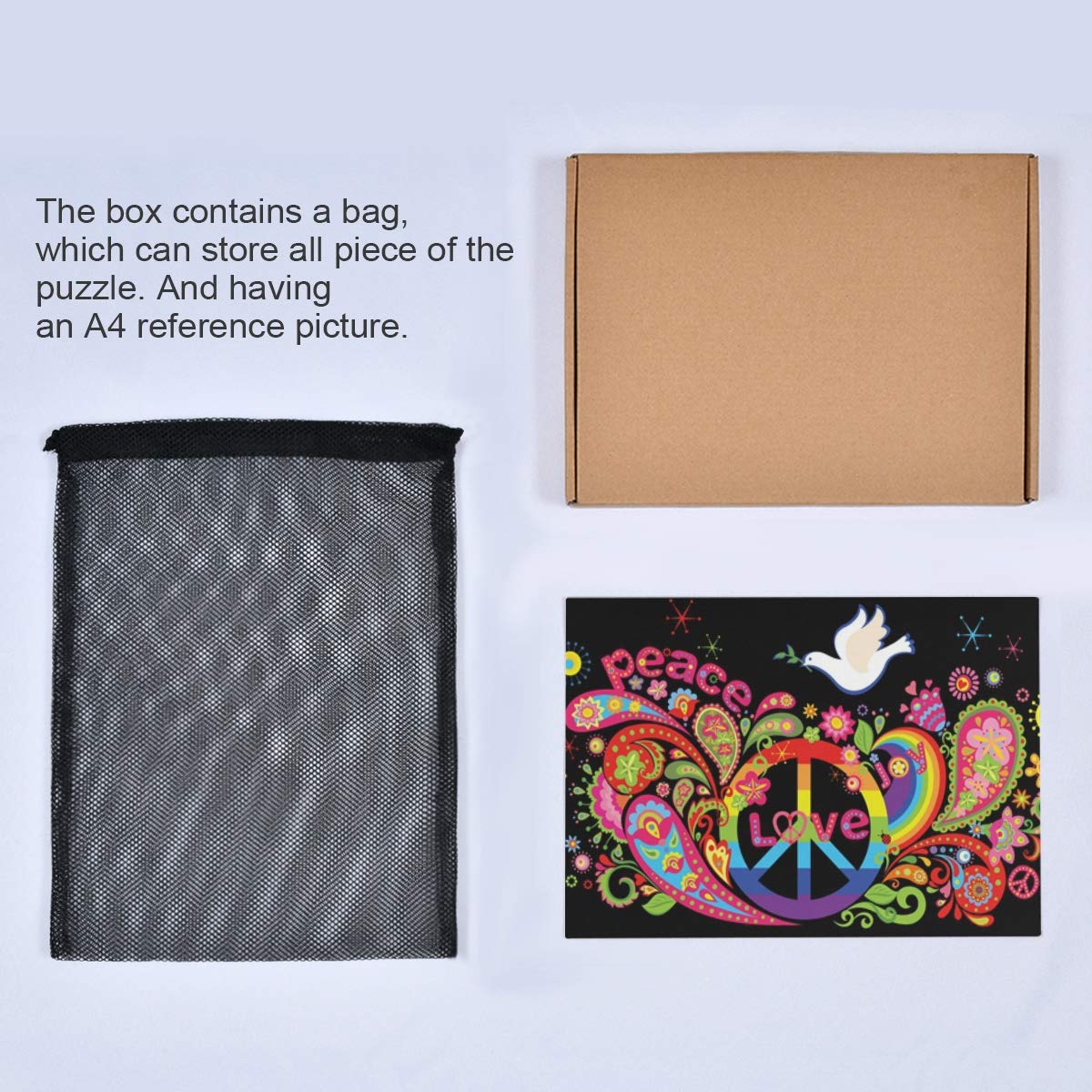 ALAZA 500-Piece Hippie Peace & Love Paisley Jigsaw Puzzle for Adults - Buffalo Games | Stress Relief & Home Decor for Hippie Lovers