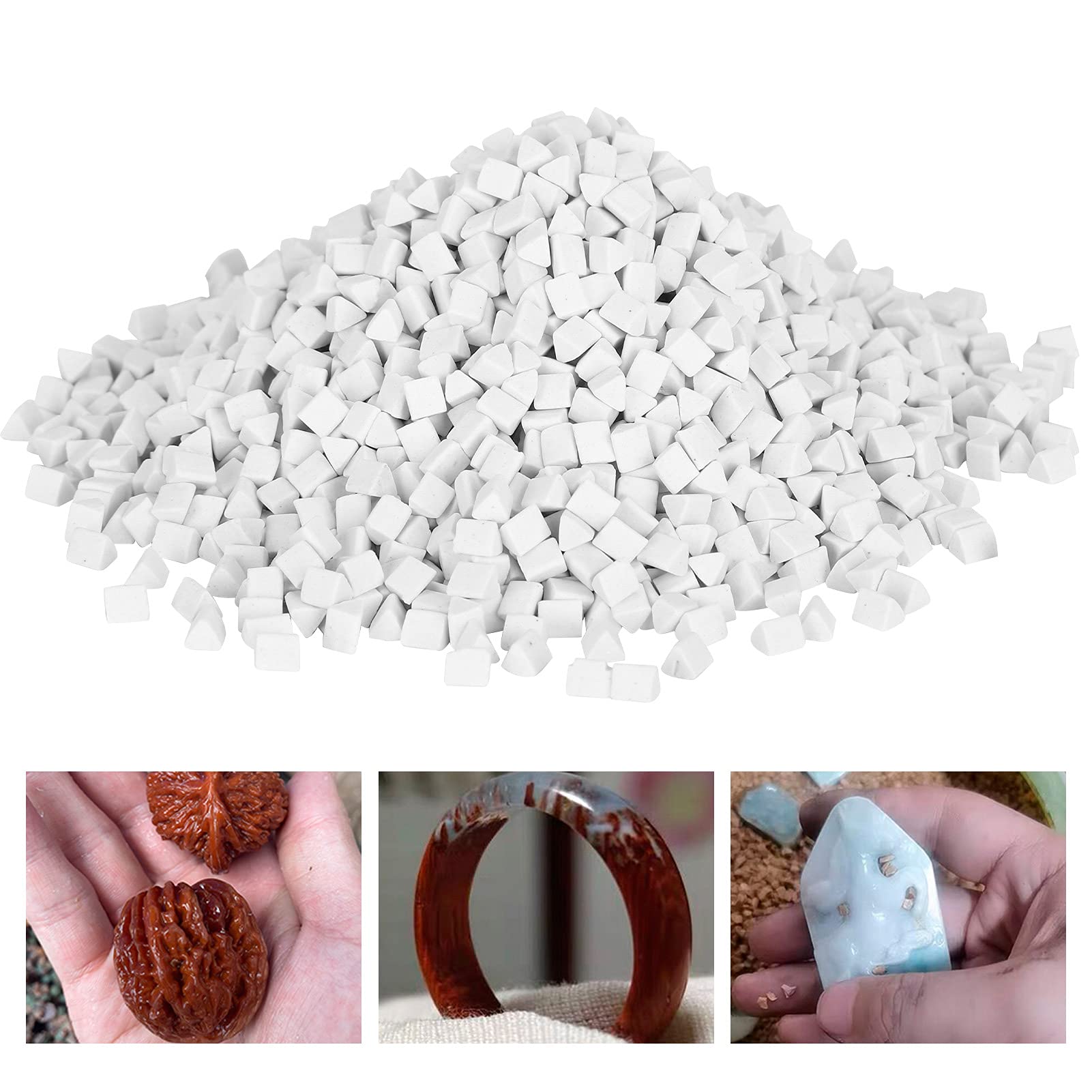 Premium Rock Tumbler Ceramic Pellets - 4mm Triangle Ceramic Media for Polishing Stones (500g) | Ideal for Jewelry Making, Lapidary & Rock Tumbling Hobbyists