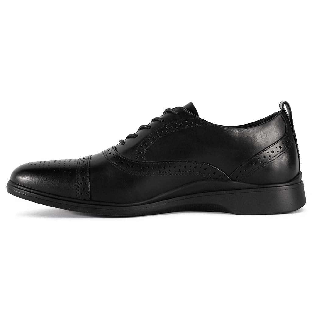 Premium Cap Toe Oxford Dress Shoes for Men - Classic Obsidian Black Leather - Perfect for Business, Weddings & Formal Events