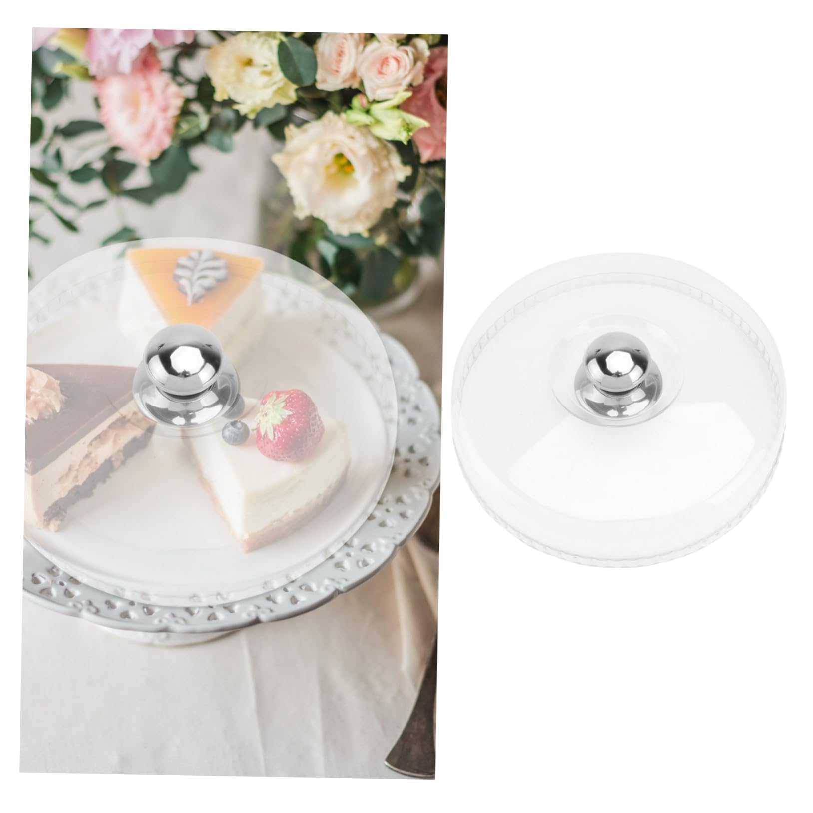 Clear Plastic Cake Dome for Snacks, Pastries & Desserts - Microwave Safe Food Cover with Stand | Perfect for Bakery Display, Party Serving & Kitchen Storage