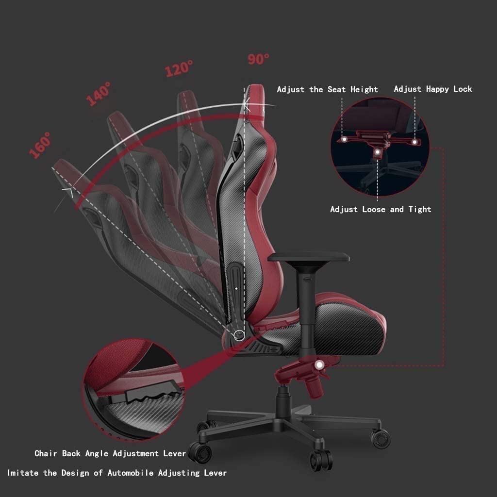 Ergonomic Office Gaming Chair - Adjustable Height High Back Racing Style Computer Chair with Headrest & Lumbar Support - 360° Swivel Executive Chair for Home & Office Workspace (Red) - Perfect for Long Hours of Work, Gaming, and Online Meetings