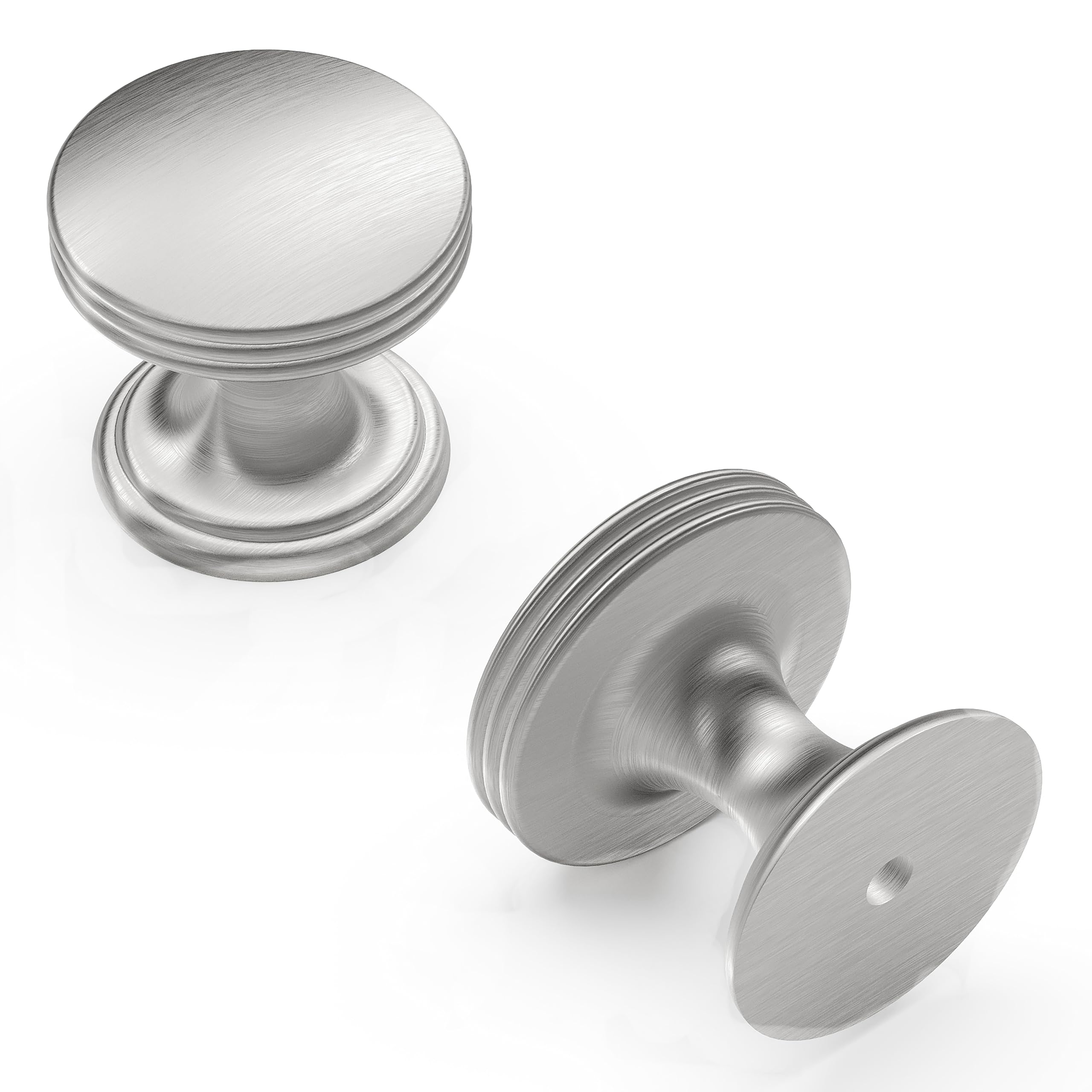 Hickory Hardware P2140-SS American Diner Transitional Door Handle - 1 Pack Round 7/8-Inch Cabinet Knob - Zinc Alloy with Stainless Steel Finish - Perfect for Kitchen Cabinets, Dresser Drawers & Interior Doors