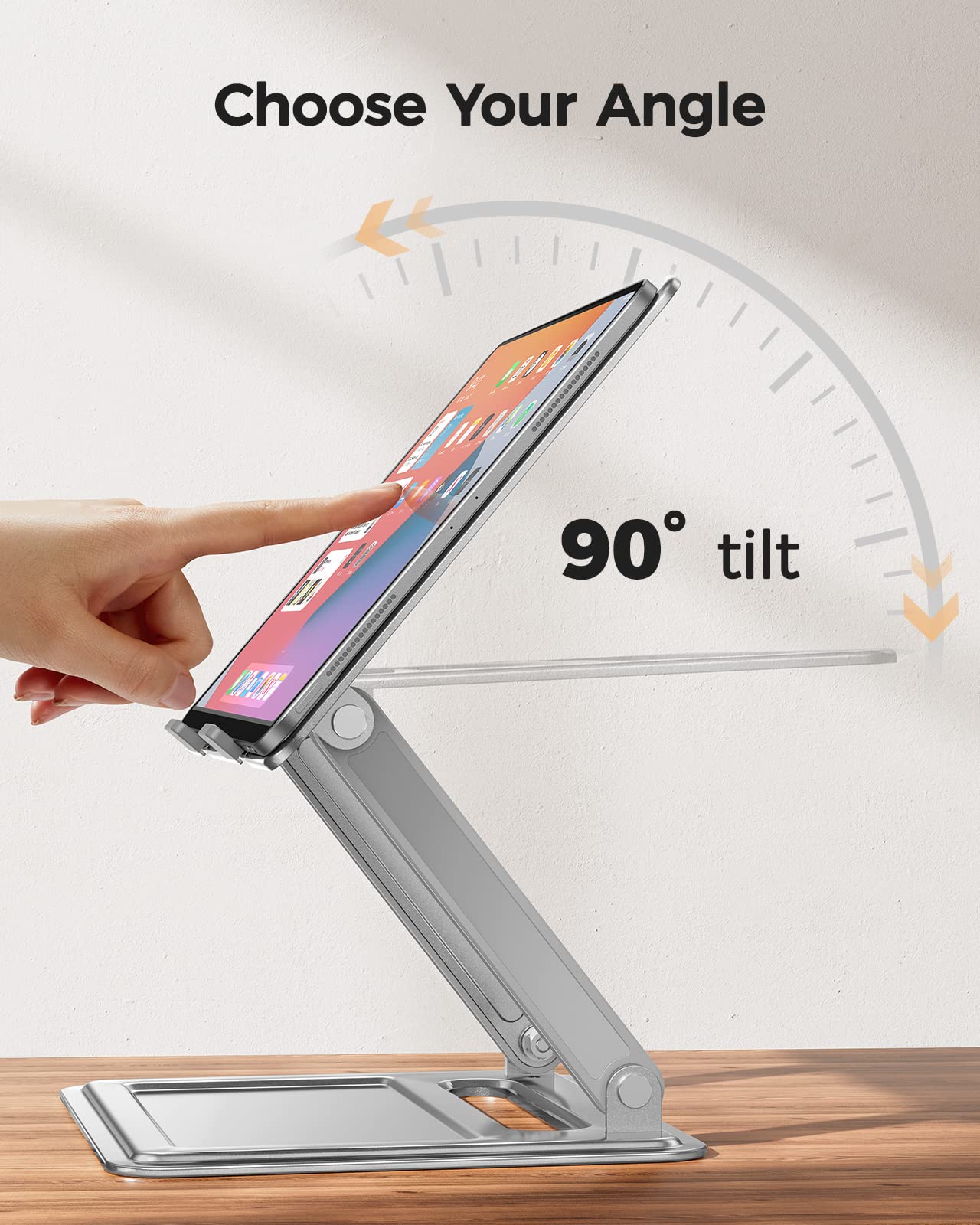 LORYERGO Adjustable & Foldable Laptop Stand for 10-17.3 inch Laptops, Portable Ergonomic Computer Notebook Riser with 17.6lbs Capacity - Silver | Perfect for Home Office, Gaming, and Workspace Setup