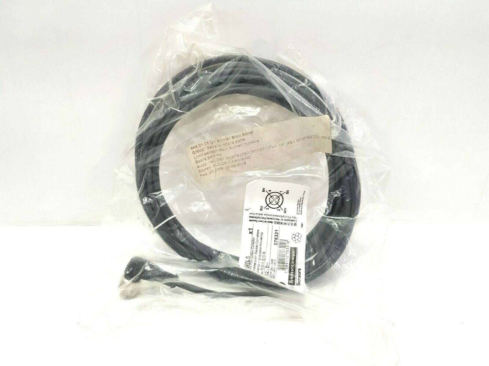TELEMECANIQUE XZCP1241L5 Wired Female Connector - 076321 - Industrial Electrical Component for Automation & Control Systems