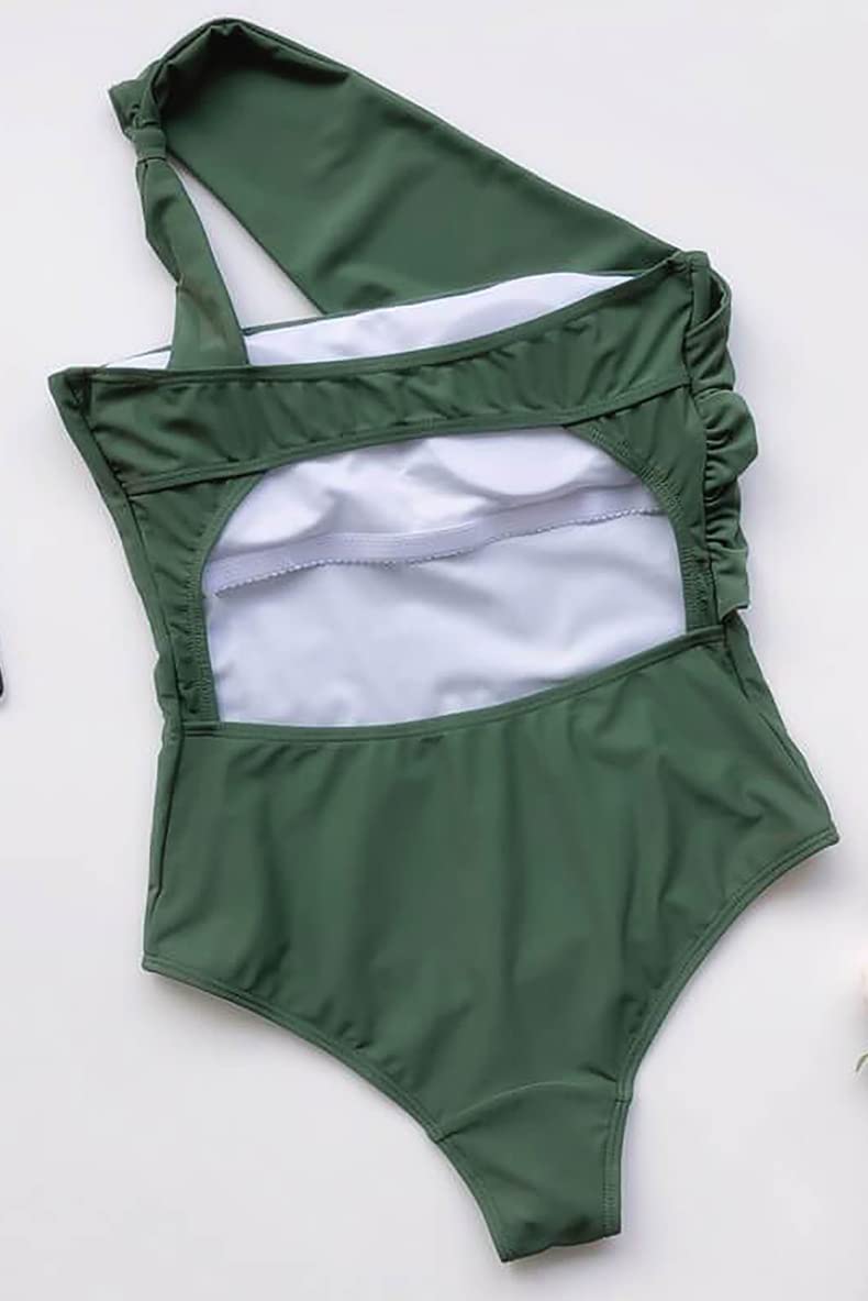 One Shoulder Women's Swimsuit - Backless Tummy Control One Piece Bathing Suit for Slimming | Beach, Pool & Vacation Swimwear