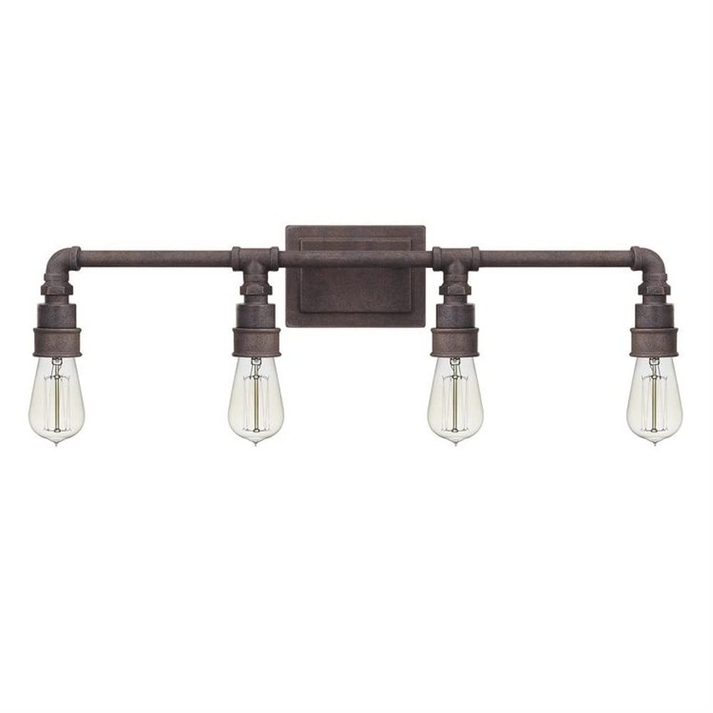 4-Light Transitional Vanity Light Fixture - Rustic Black Finish Bathroom Lighting for Mirror - Perfect for Modern Farmhouse & Traditional Bathroom Decor