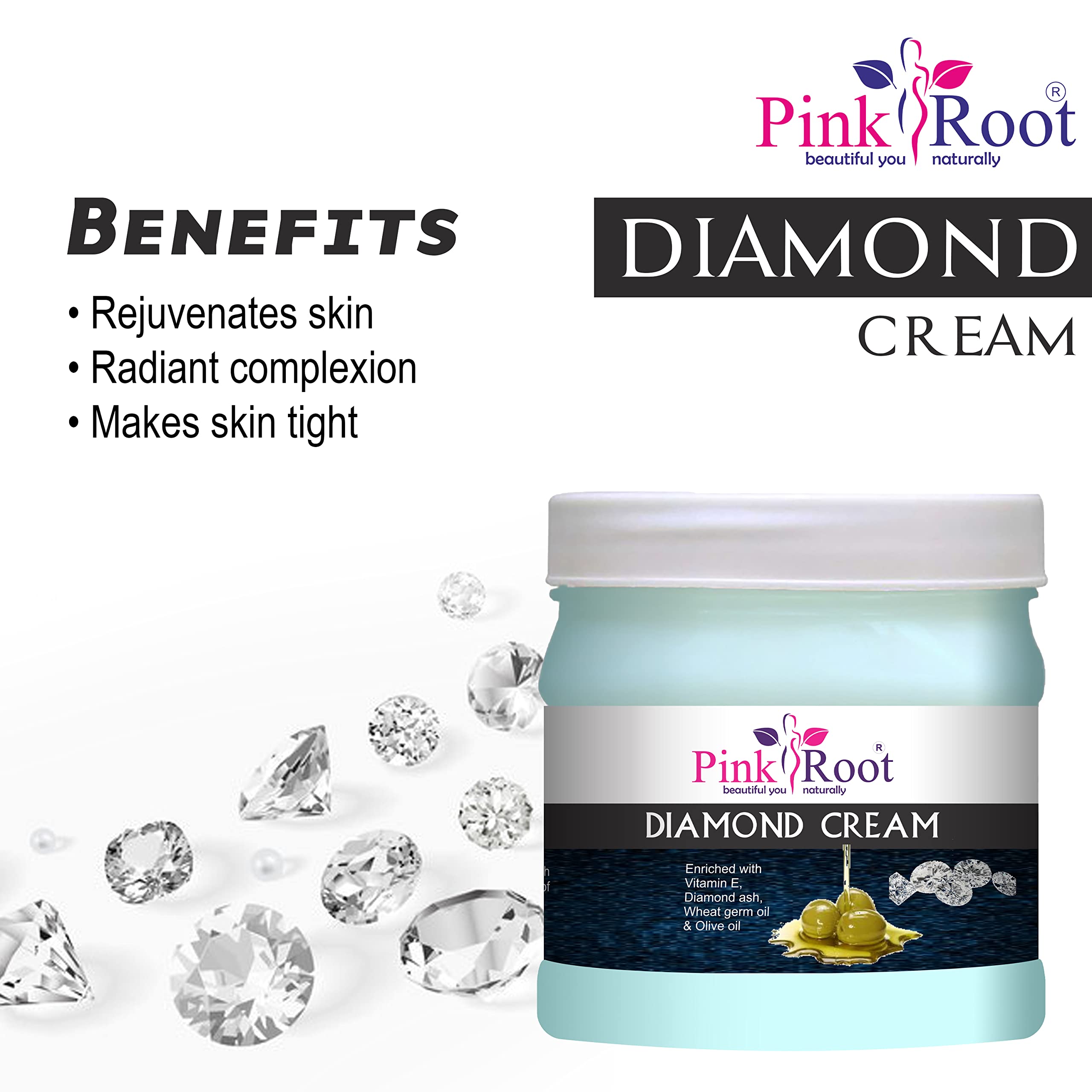 Pink Root Aloe Vera Cleansing Milk 200ml & Diamond Cream 500gm - Hydrating Facial Cleanser & Moisturizer Set for Dry Skin - Perfect for Daily Skincare Routine & Spa Night