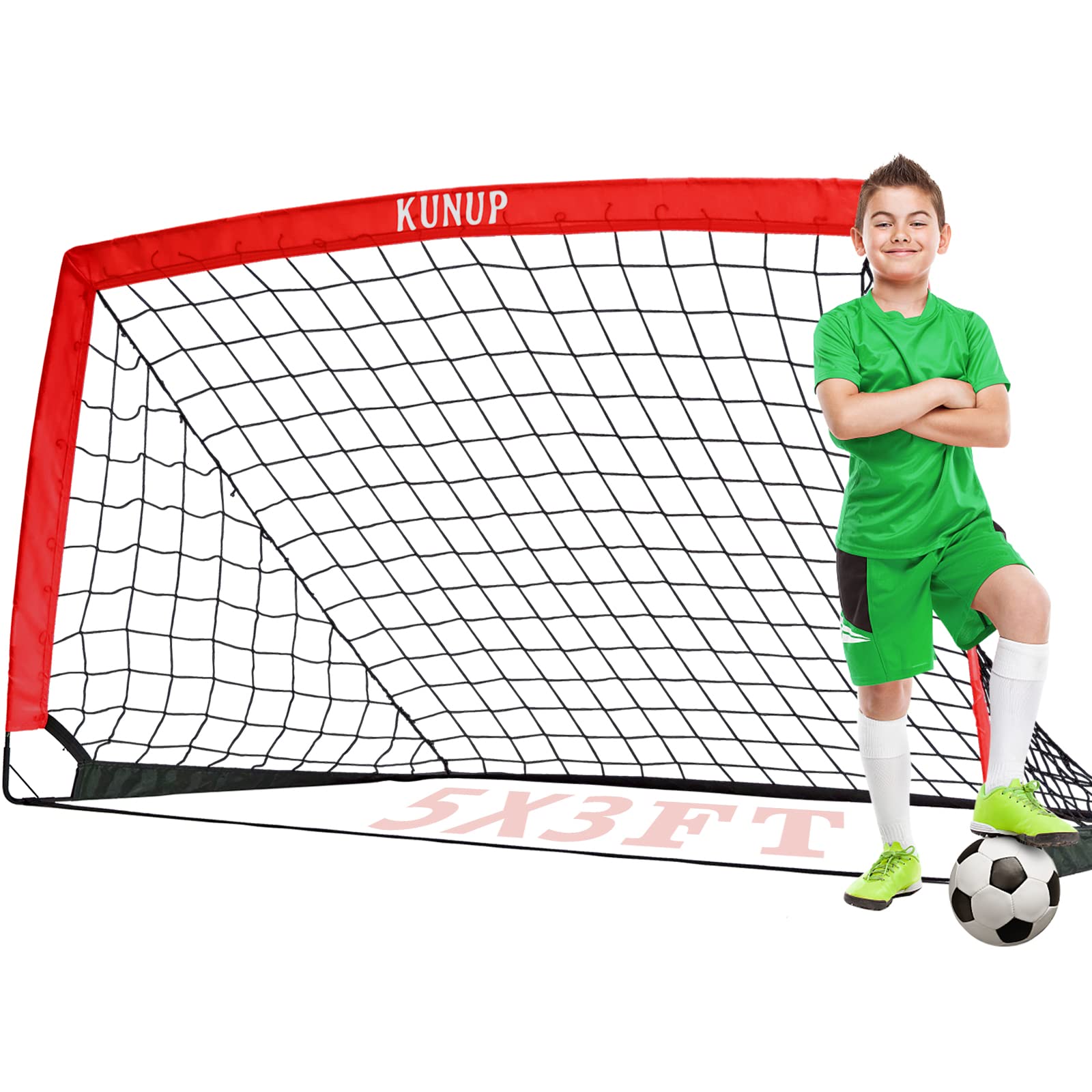 Best Foldable Soccer Goals for Kids & Adults - 5x3, 6x4, 9x5FT Portable Soccer Nets with Carry Bag - Perfect for Backyard Training, Youth Soccer Practice & Outdoor Sports Games