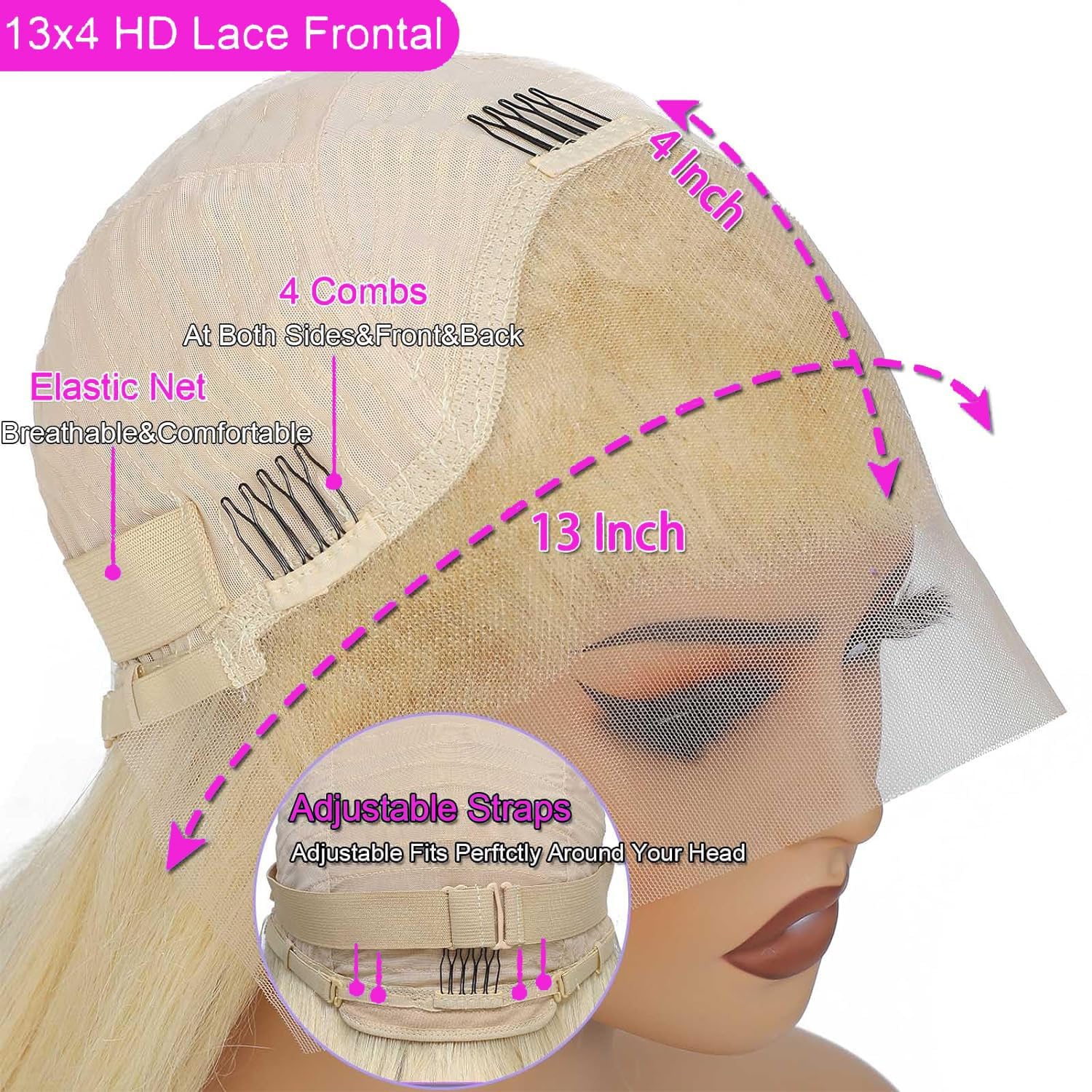 ANNELBEL 250% Density HD 13x4 Blonde Body Wave Lace Front Wigs Human Hair 24 Inch - Glueless Pre Plucked with Baby Hair 613 Honey Blonde - Natural Look for Daily Wear, Cosplay & Special Occasions
