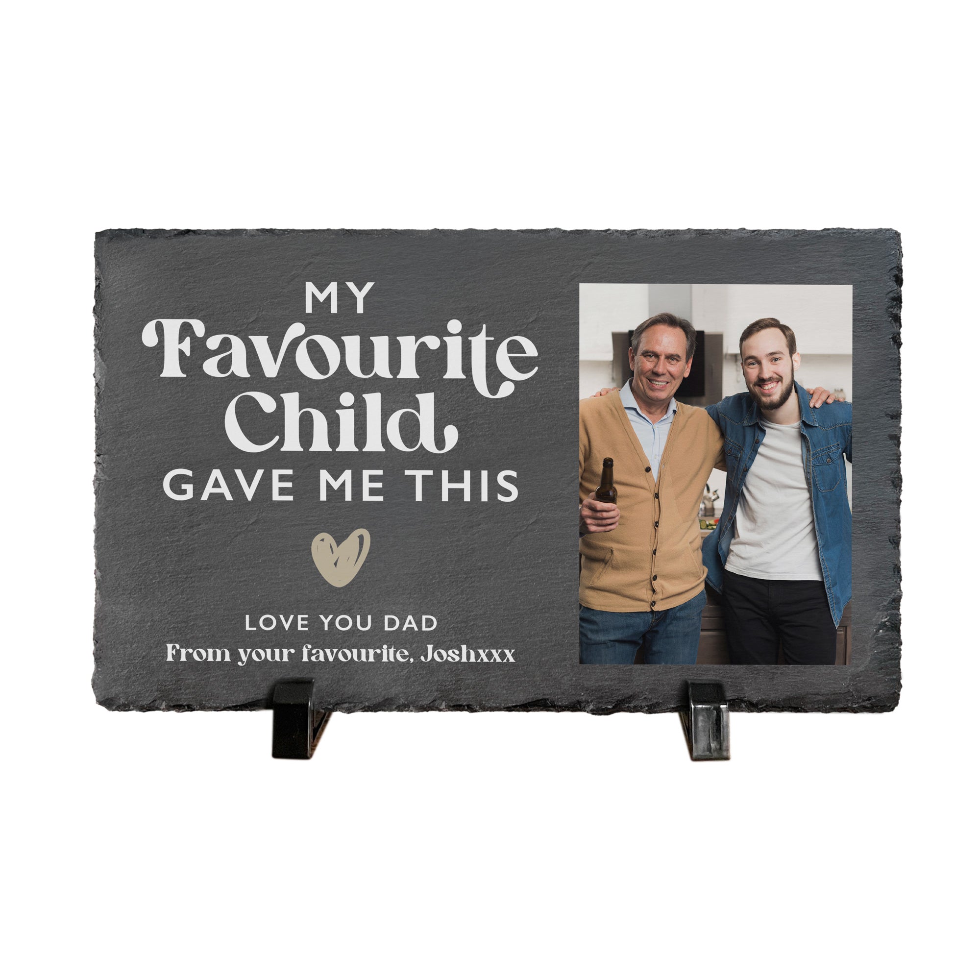 Custom Engraved Photo Slate with Stand - 30x20cm Personalized Gift for Parents, Grandparents - Perfect for Mother's Day, Father's Day & Family Home Decor