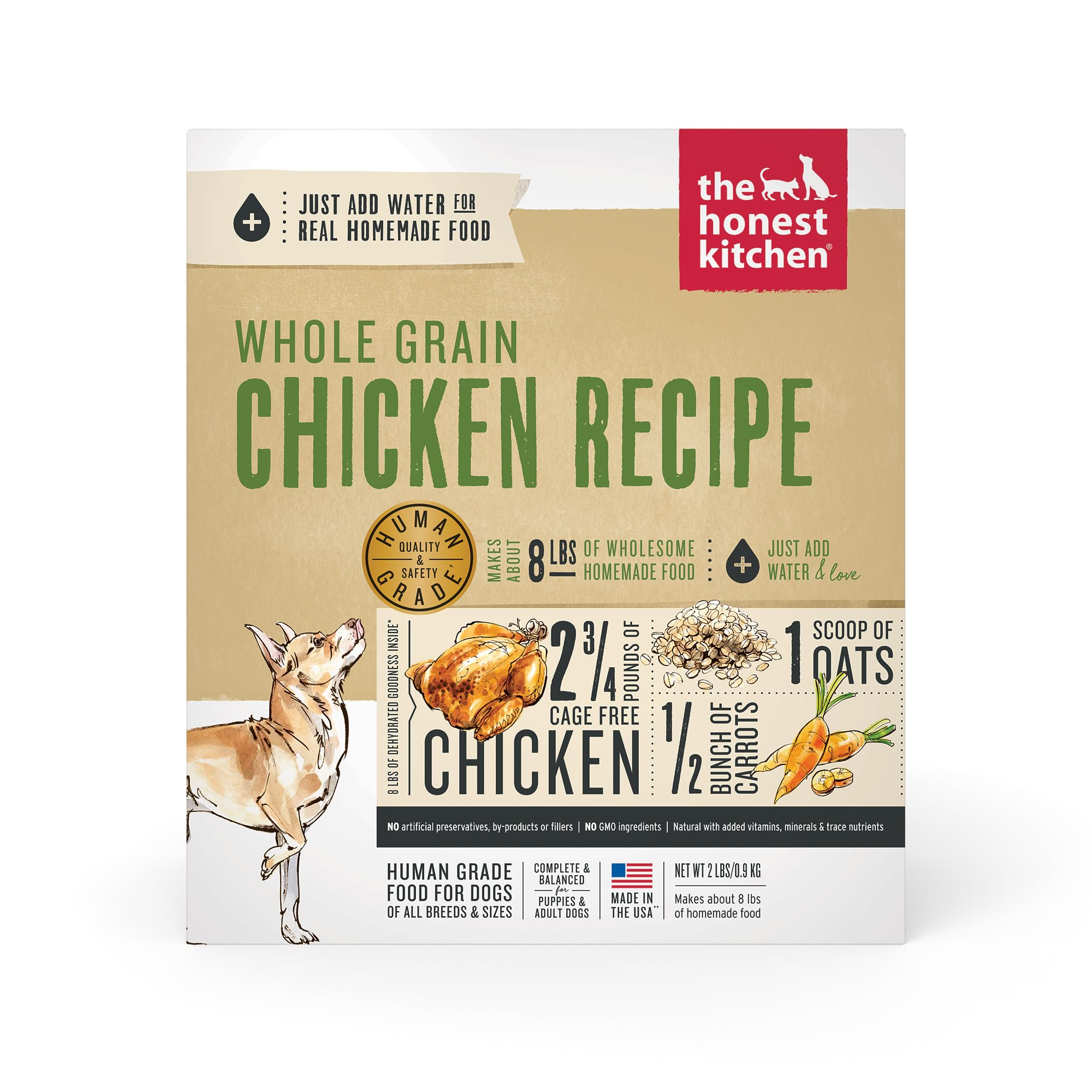 The Honest Kitchen Dehydrated Whole Grain Chicken Dog Food - 2 lb Box | Premium Natural Nutrition for Dogs - Perfect for Travel, Camping & Daily Feeding
