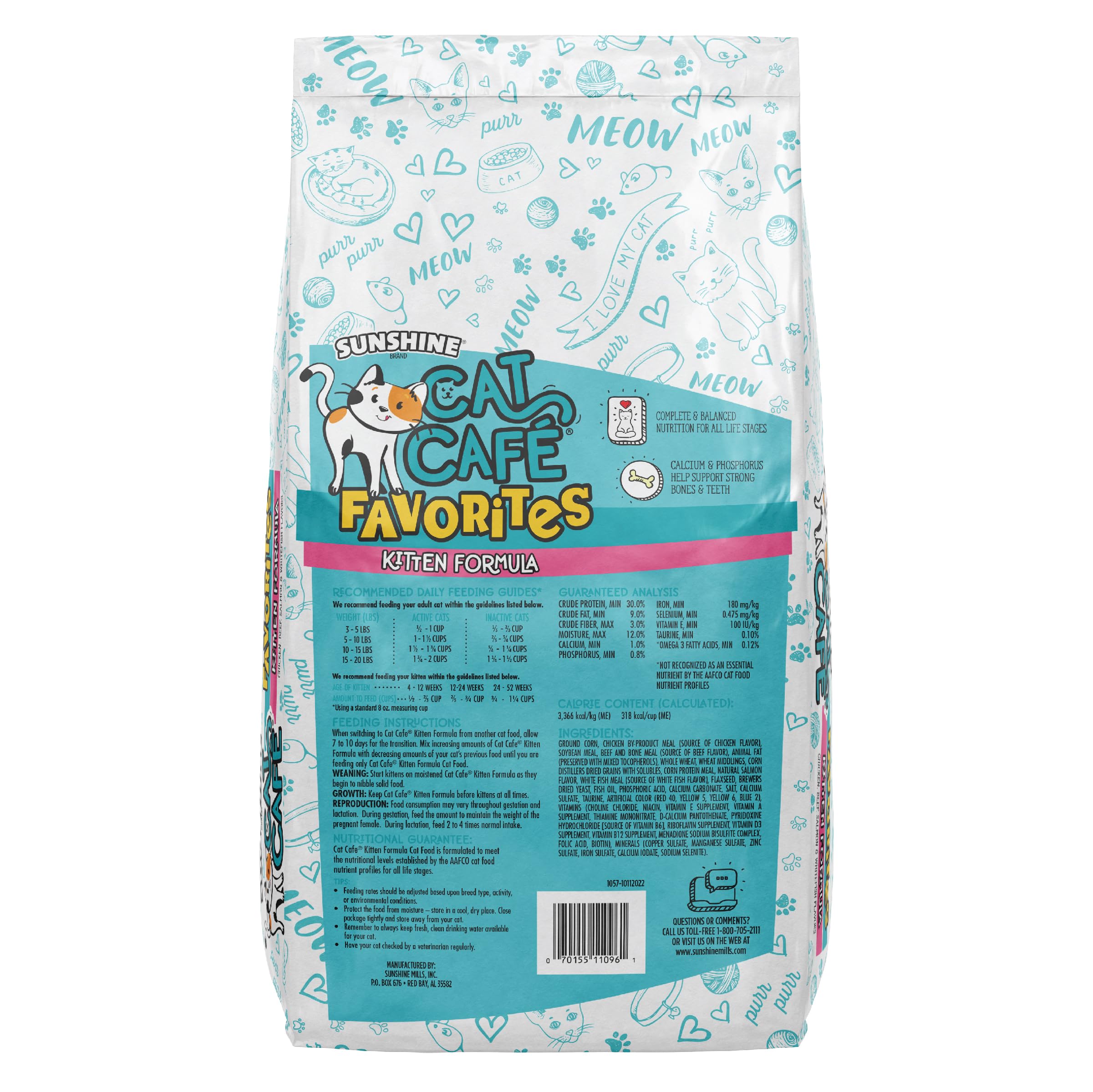 Premium Kitten Food for Growing Cats - High Protein, Grain-Free Cat Café Formula, 3lb Bag - Perfect for Kittens & Nursing Mother Cats