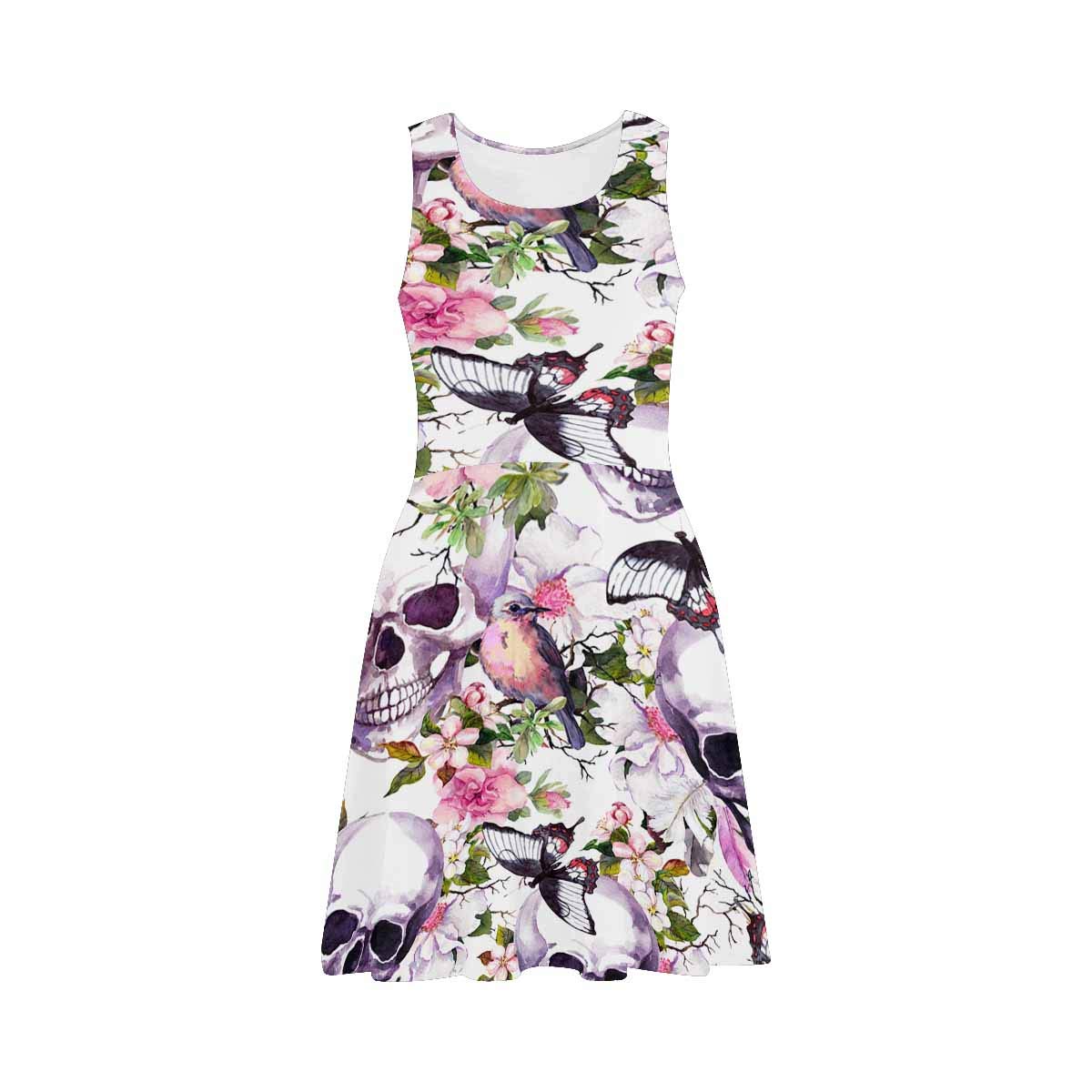 InterestPrint Women's Sleeveless Sundress - Floral Heart Print Beach Dress, Casual Swing Tank Dress for Summer Vacation, Pool Party & Tropical Getaway