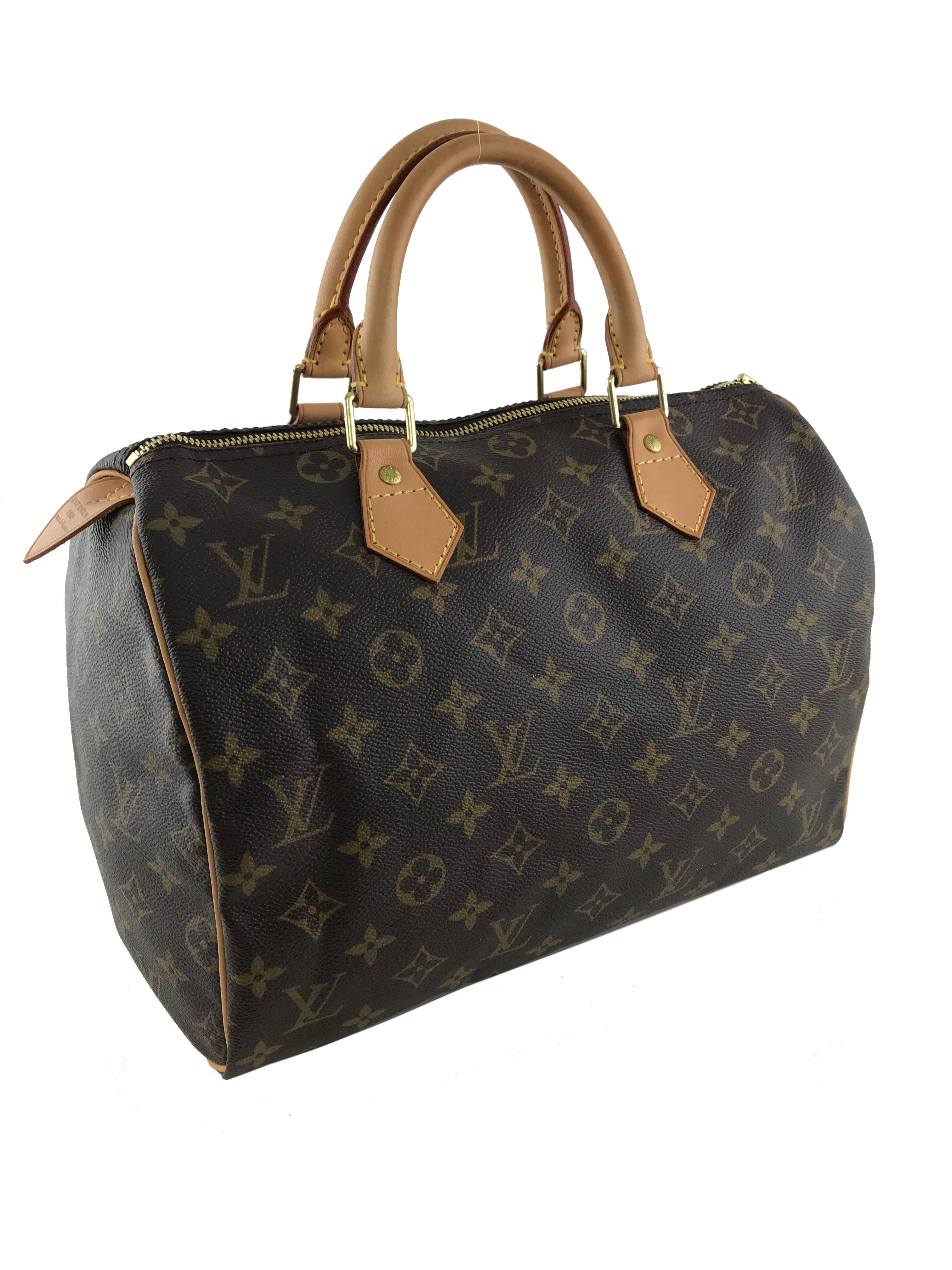 Authentic Louis Vuitton Monogram Speedy 30 Handbag - Luxury Canvas Shoulder Bag for Women - Perfect for Work, Travel & Everyday Use