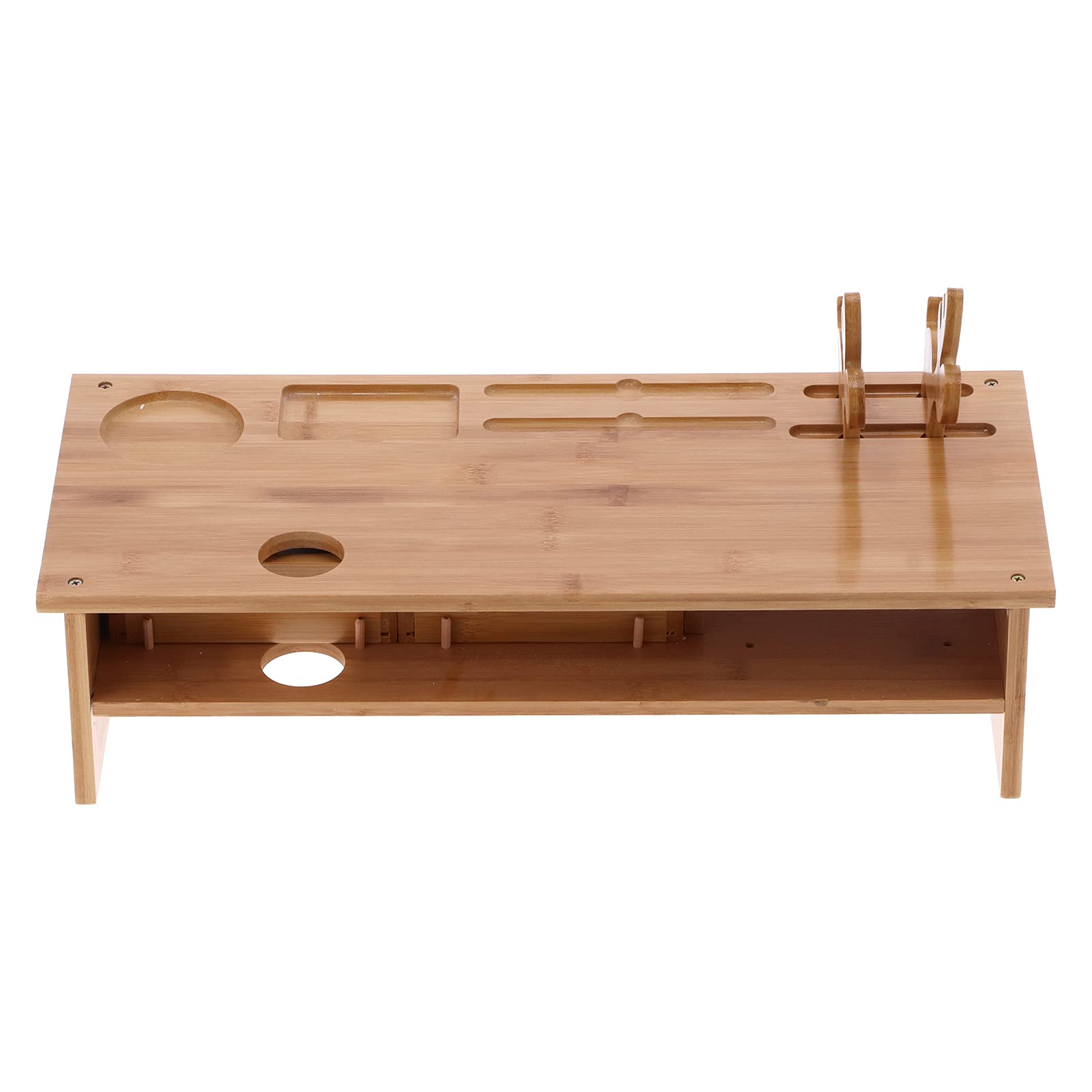 BigKing Bamboo Monitor Stand Riser with 2 Drawers - Home & Office Desktop Organizer for Computer, Laptop, Printer & Cellphone - Perfect for Workspace Organization & Ergonomic Setup