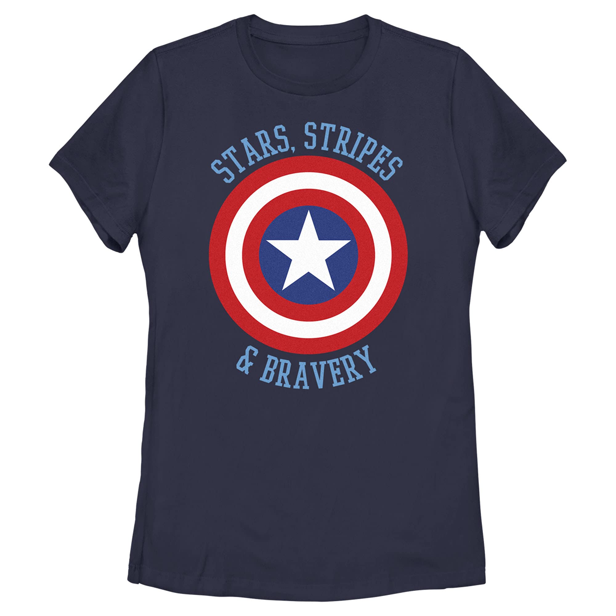 Marvel Avengers Captain America Women's Graphic T-Shirt - Stars Stripes & Bravery Design | Casual Superhero Tee for Fans, Cosplay & Everyday Wear