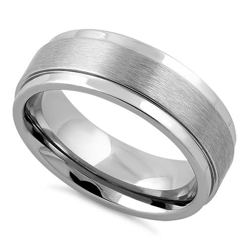 Stainless Steel Step Band Ring for Women - Satin Finish & Polished Design - Perfect for Everyday Wear, Stacking, and Special Occasions