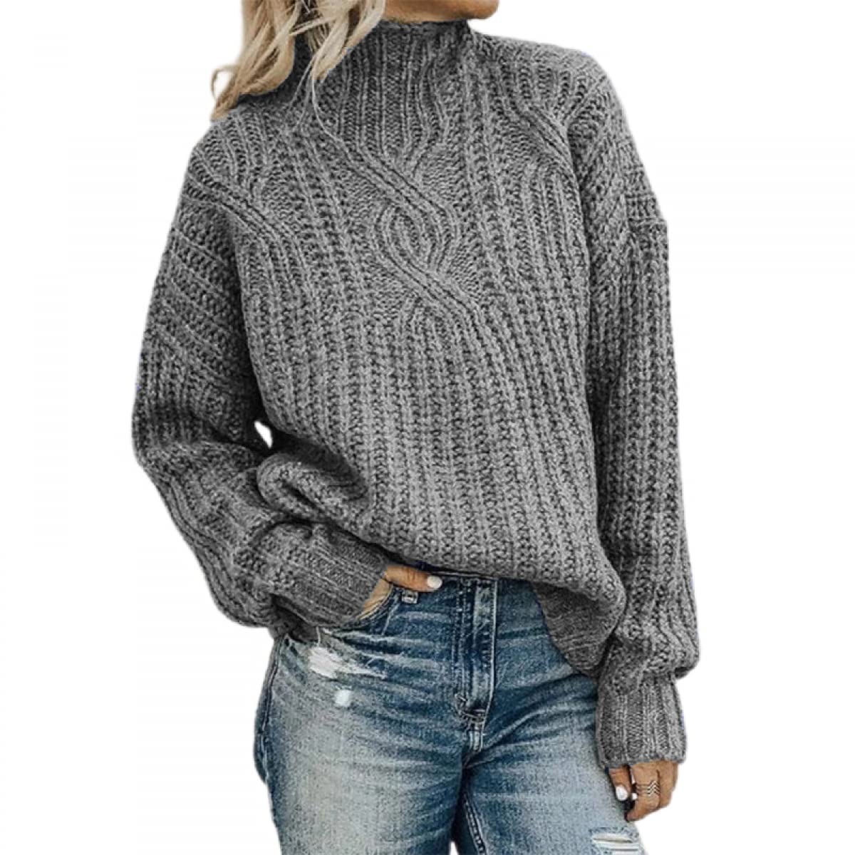 Neoucdy Women's Chunky Knit Turtleneck Sweater - Loose Cozy Pullover Winter Jumper for Casual Outfits & Cold Weather Layering