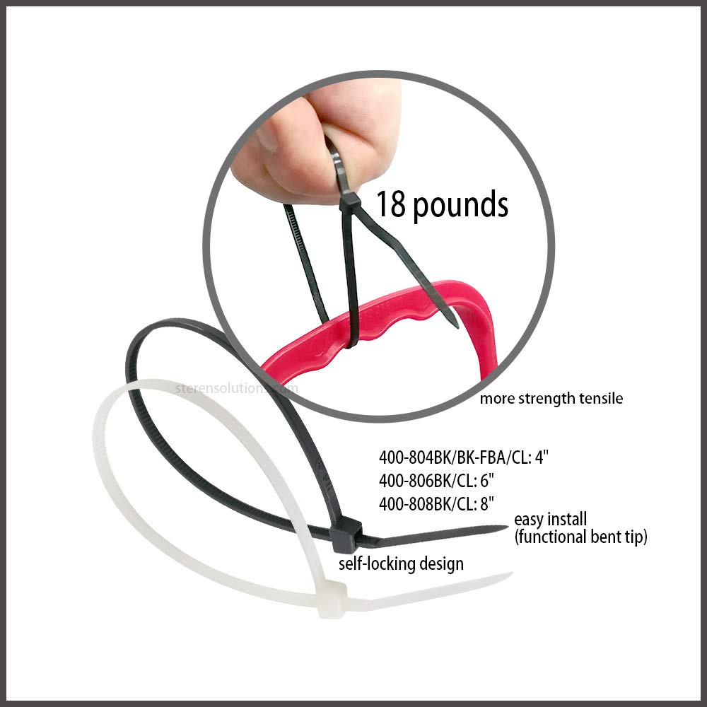 STEREN 6-Inch Heavy Duty Cable Ties (100-Pack) - 18lb Tensile Strength, Self-Locking, Clear Industrial Zip Ties for Home, Office & DIY Projects