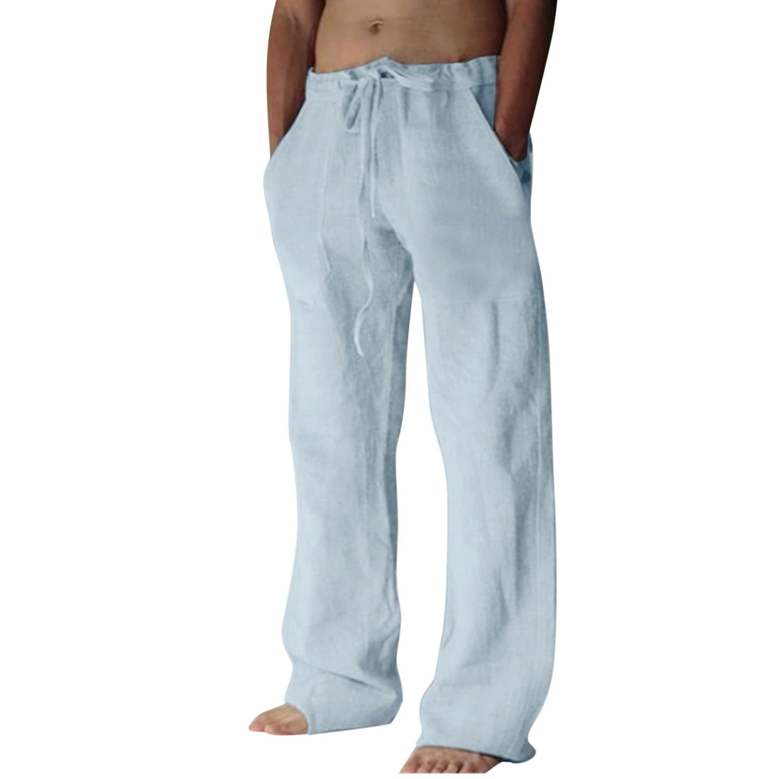 **Men's Linen Beach Pants - Baggy Hippie Pants for Summer, Loose Casual Yoga & Gym Wear - Big & Tall Slacks for Business Casual - Perfect for Beach, Travel & Relaxation**