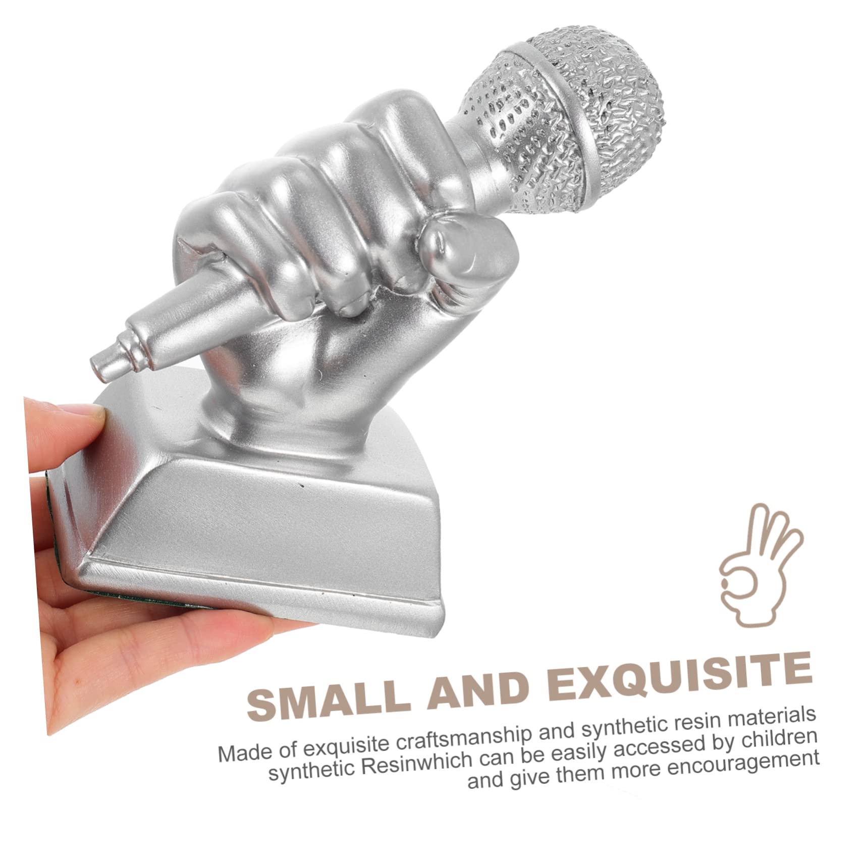 Yardwe 3-Piece Golden Microphone Trophy Set - Resin Jukebox Music Awards for Office, Home Decor & Themed Party Favors | Perfect for Music Lovers, Award Ceremonies & Special Events