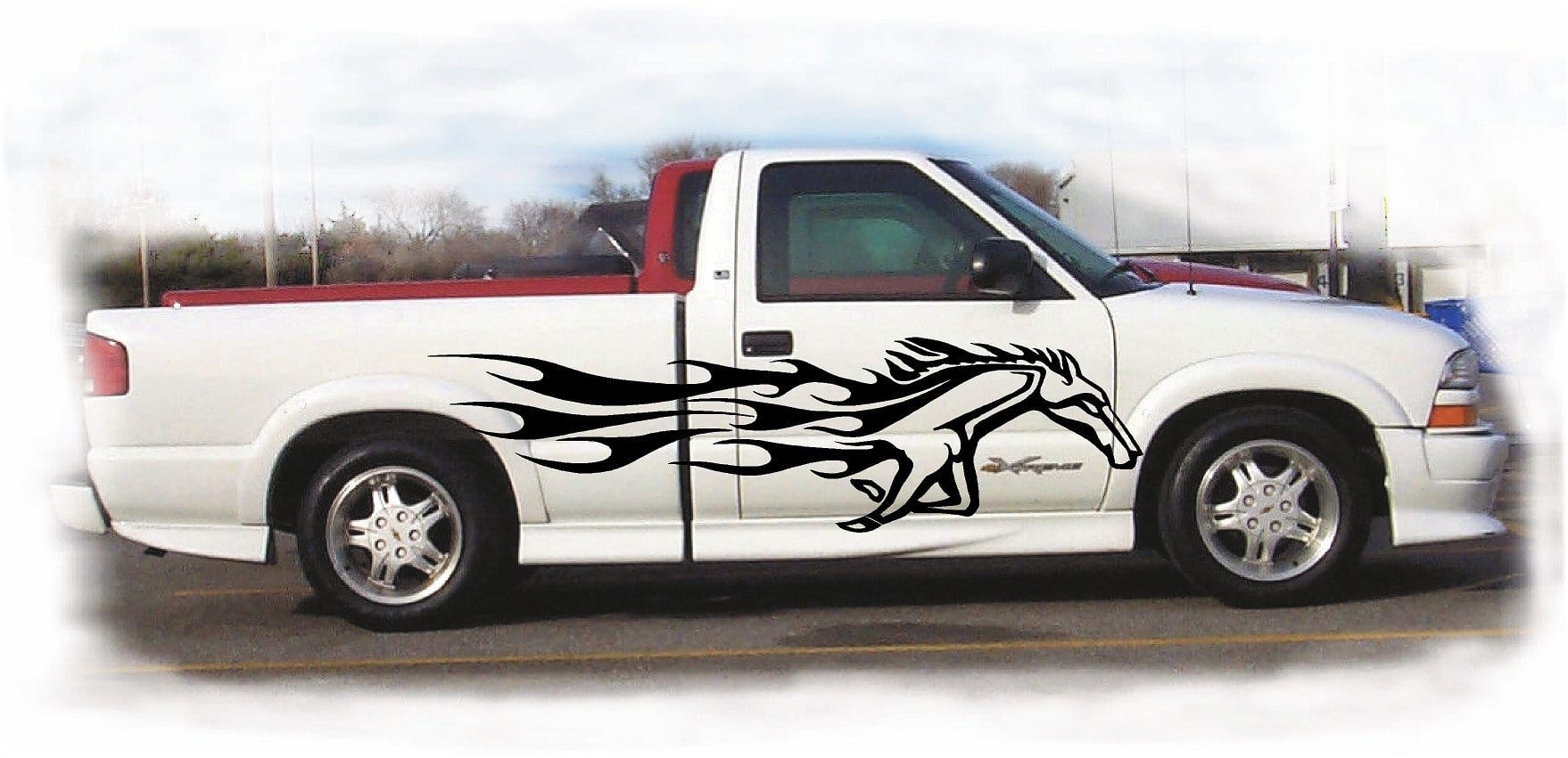Mustang Running Horse Flames Vinyl Car Decals - High-Quality Waterproof Stickers for Cars, Trucks, Windows & Laptops - Perfect for Automotive Enthusiasts & Personalization