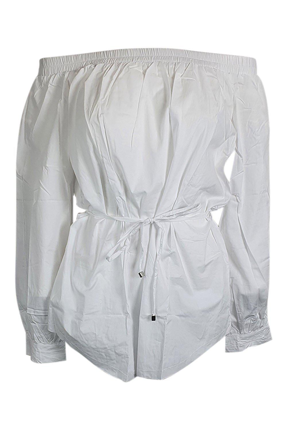 FAITHFULL THE BRAND Women's White Polonia Off Shoulder Blouse - Size M (UK 10 | AU 10) - Summer Casual Tops for Beach, Party & Date Night Outfits