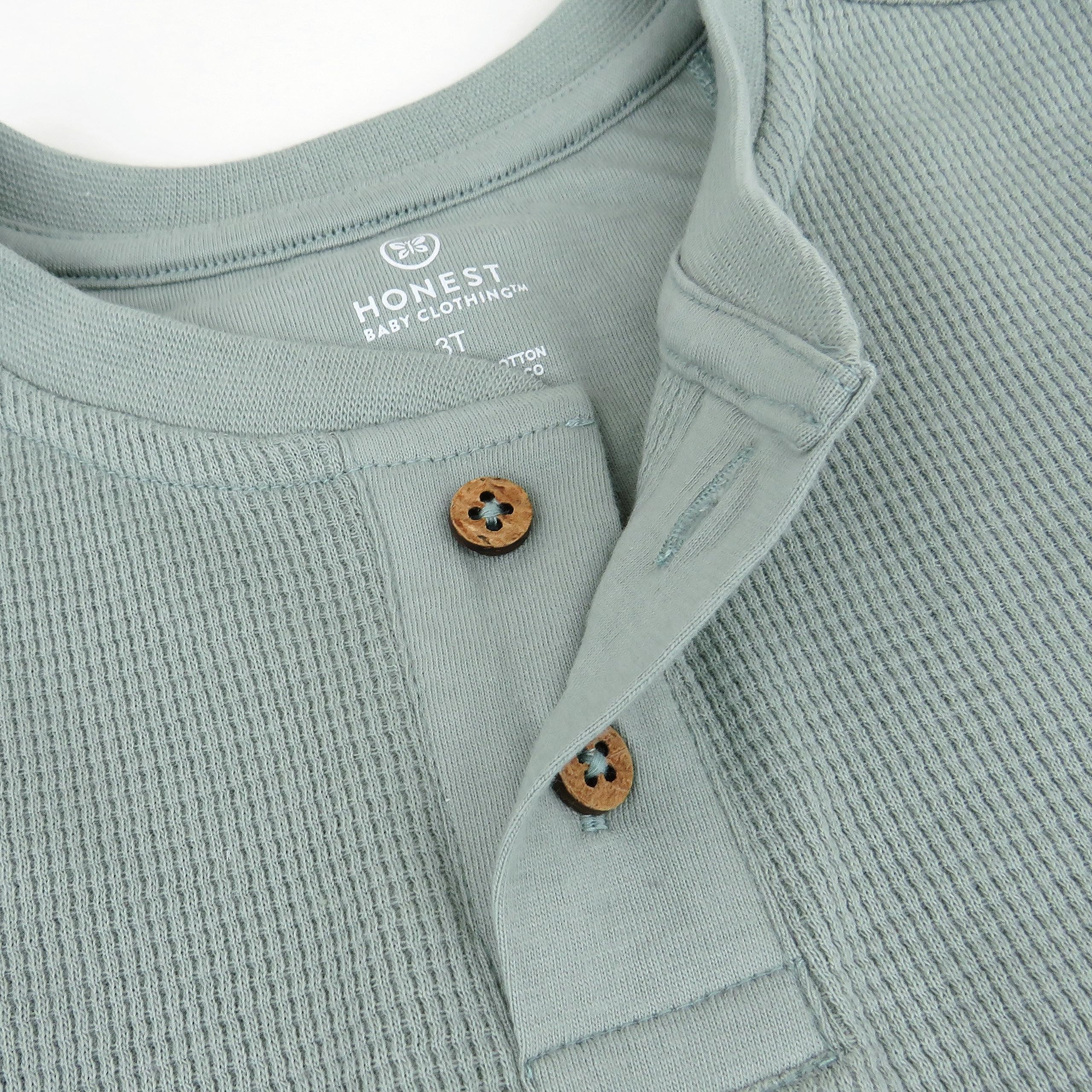 HonestBaby 5-Pack Waffle Henley Long Sleeve Shirts - 100% Organic Cotton for Infant, Baby & Toddler Boys & Girls | Soft, Breathable & Hypoallergenic | Perfect for Playtime, Daycare & Family Outings