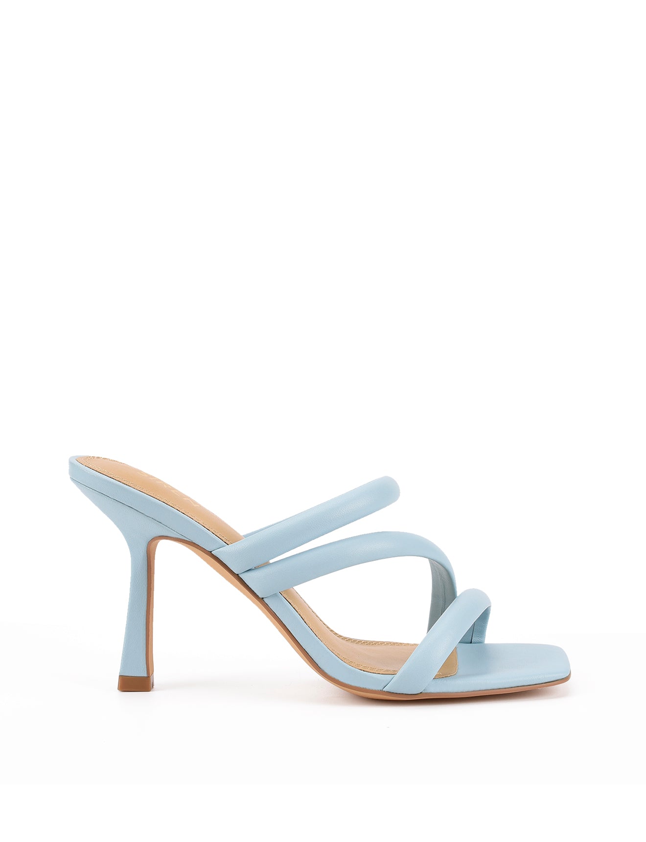 Spence Women's Heeled Sandals - Pale Blue Leather Dress Shoes for Summer Weddings & Evening Events