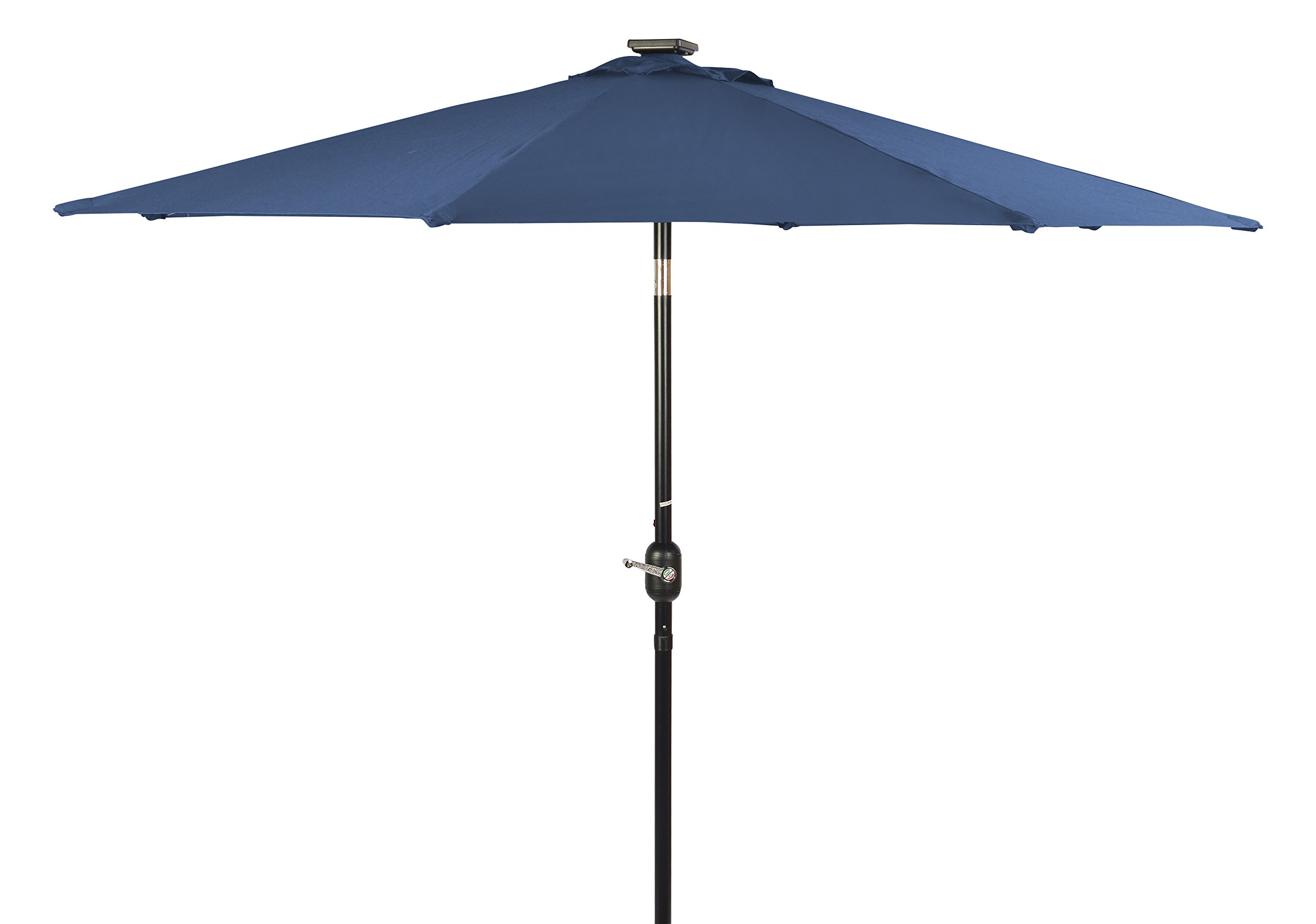 7' Solar LED Patio Umbrella by Trademark Innovations - Blue Outdoor Lighting Umbrella with Auto On/Off for Garden, Poolside & Backyard Relaxation