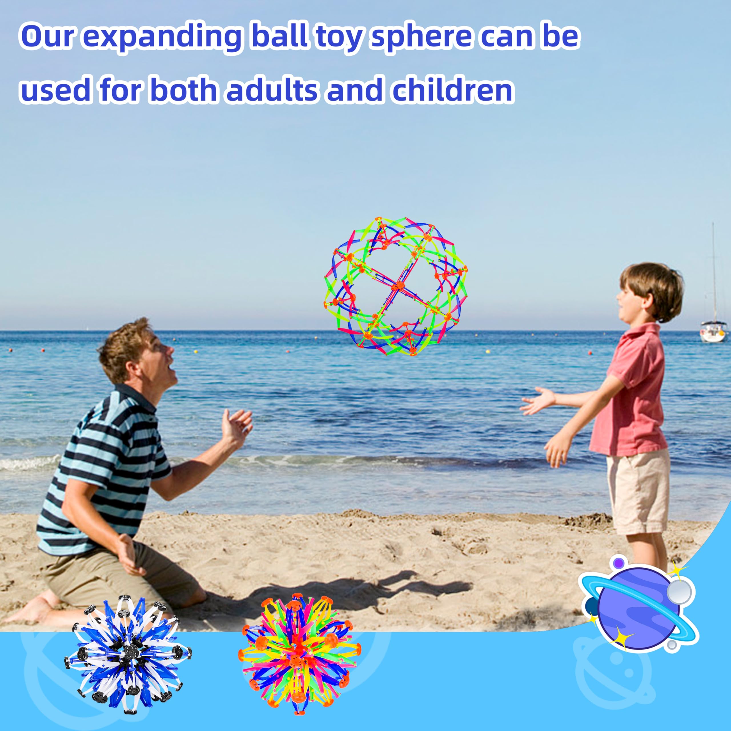 2 Pack Expandable Breathing Ball Toy for Kids & Adults - Stress Relief, ADHD, Anxiety & Mindfulness - Fidget Sensory Toy for Boys & Girls Ages 1, 2, 3+ Years Old - Perfect for Classroom, Home & Therapy Use
