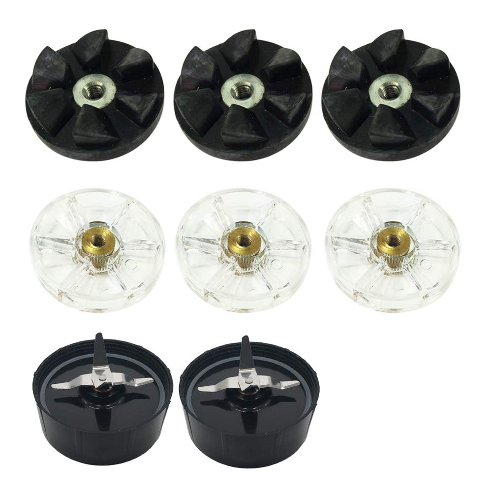 3pcs Base Gear & 3pcs Rubber Blade Gear Replacement Parts for 250W MB1001 Juicer Mixer - Includes 1pc Cross Blade & 1pc Ice Shaver Blade - Perfect for Smoothies, Frozen Drinks & Food Processing