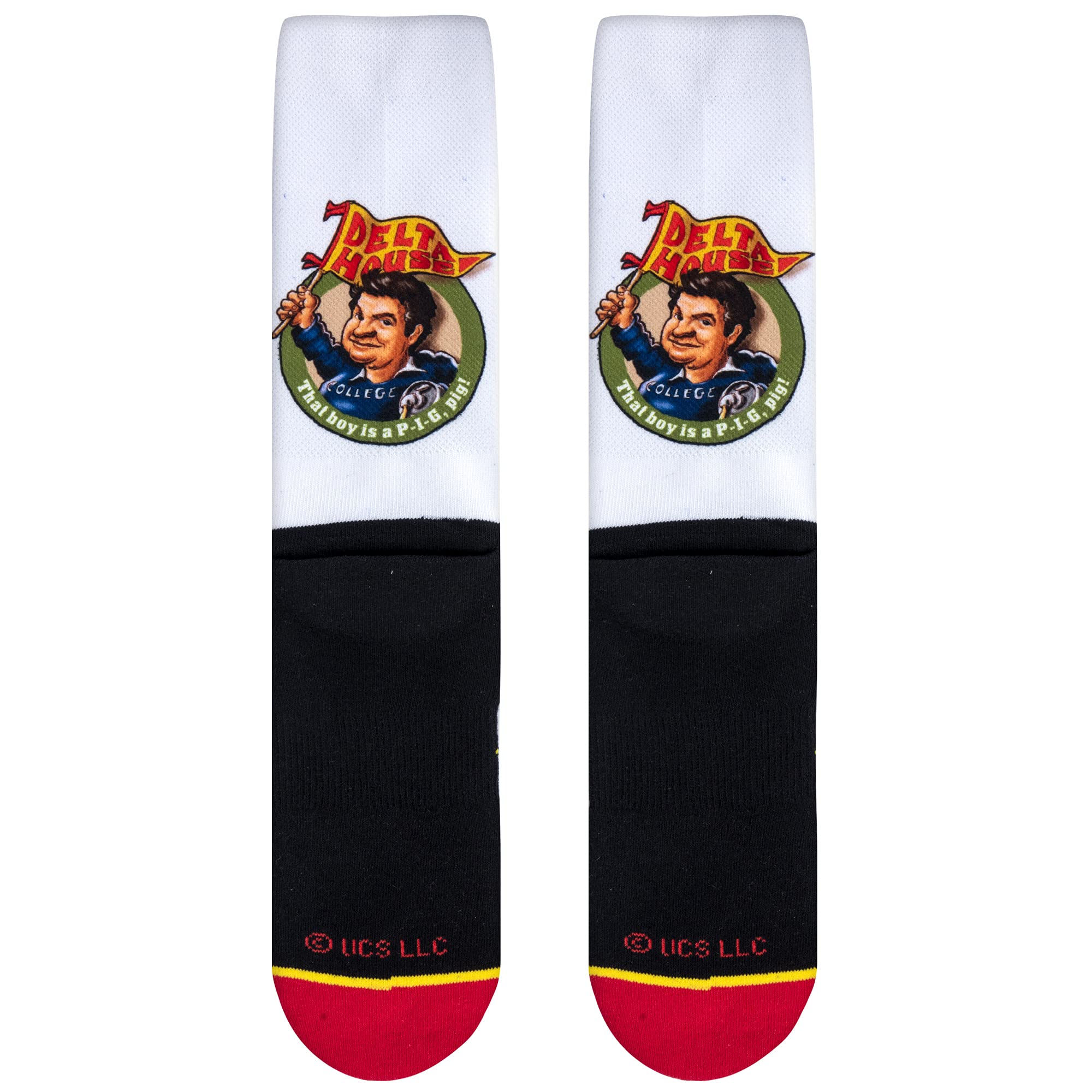 Funny Animal House Delta House Graphic Print Crew Socks for Men & Women - Large Size - Perfect for Gifts, Parties, and Casual Wear