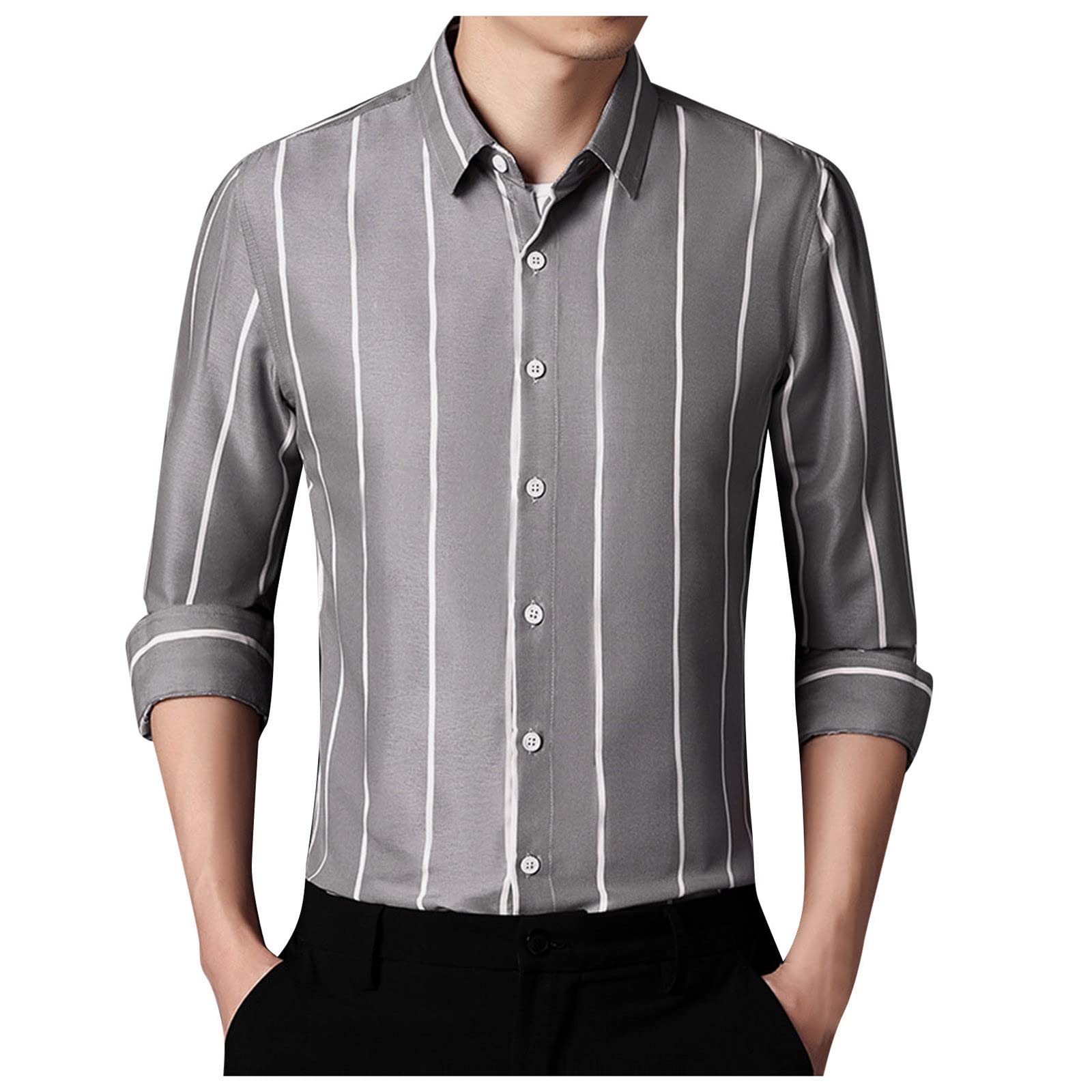 Men's Slim Fit V-Neck Graphic Tee - Korean Fashion Casual Long Sleeve Striped Shirt | Perfect for Streetwear, Dating & Daily Outfits